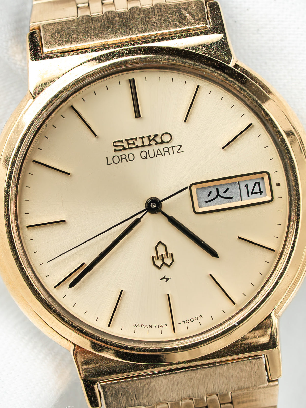 Seiko Lord Quartz Watch 7143-7000 Gold-Plated — Kanji Day (1979) 