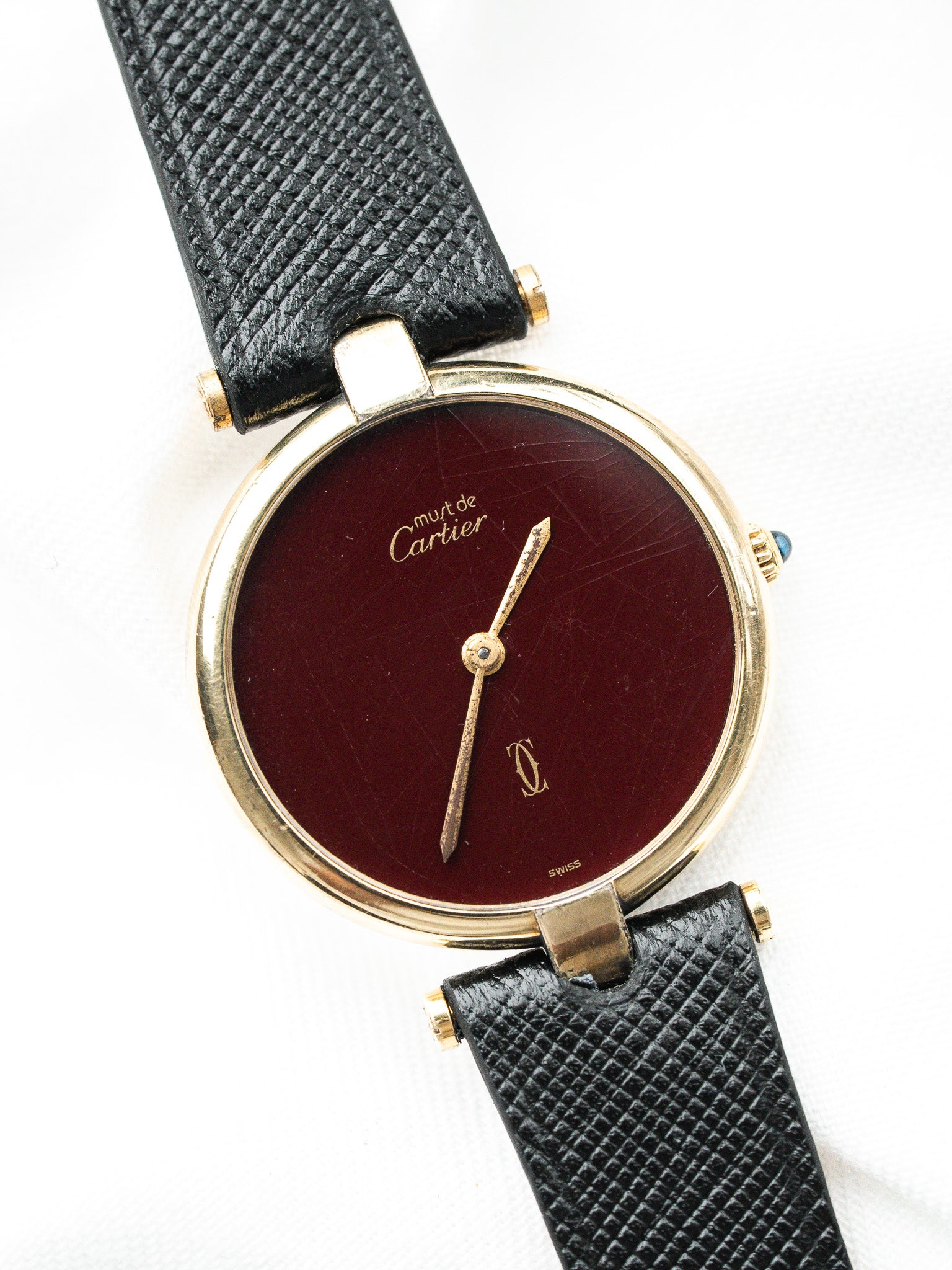 Cartier Must Vendôme 1861 Vermeil — Cadran Burgundy Spider (1990s)