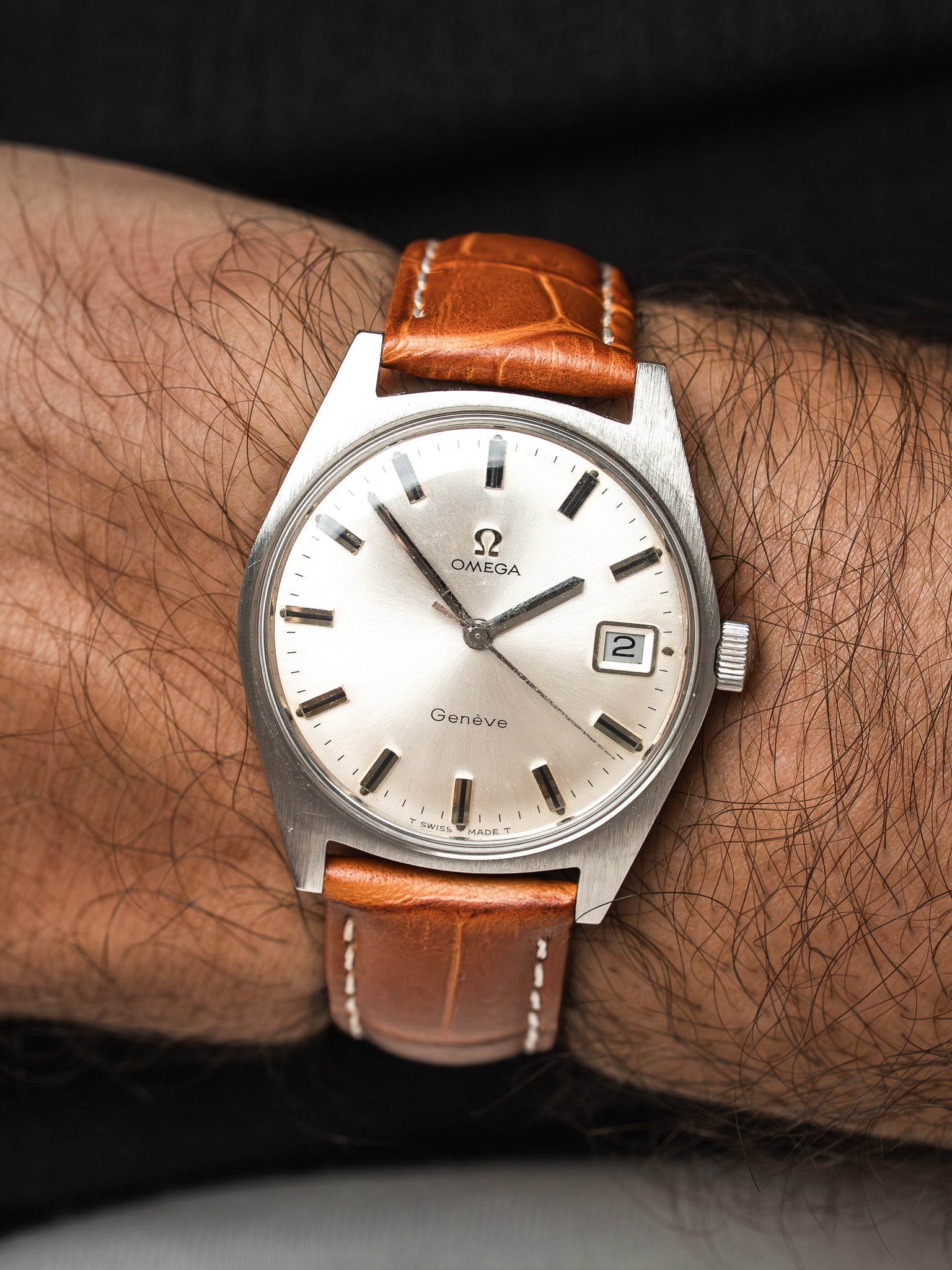 Omega Genève Watch 136.041 Acero — Esfera plateada (1969) 