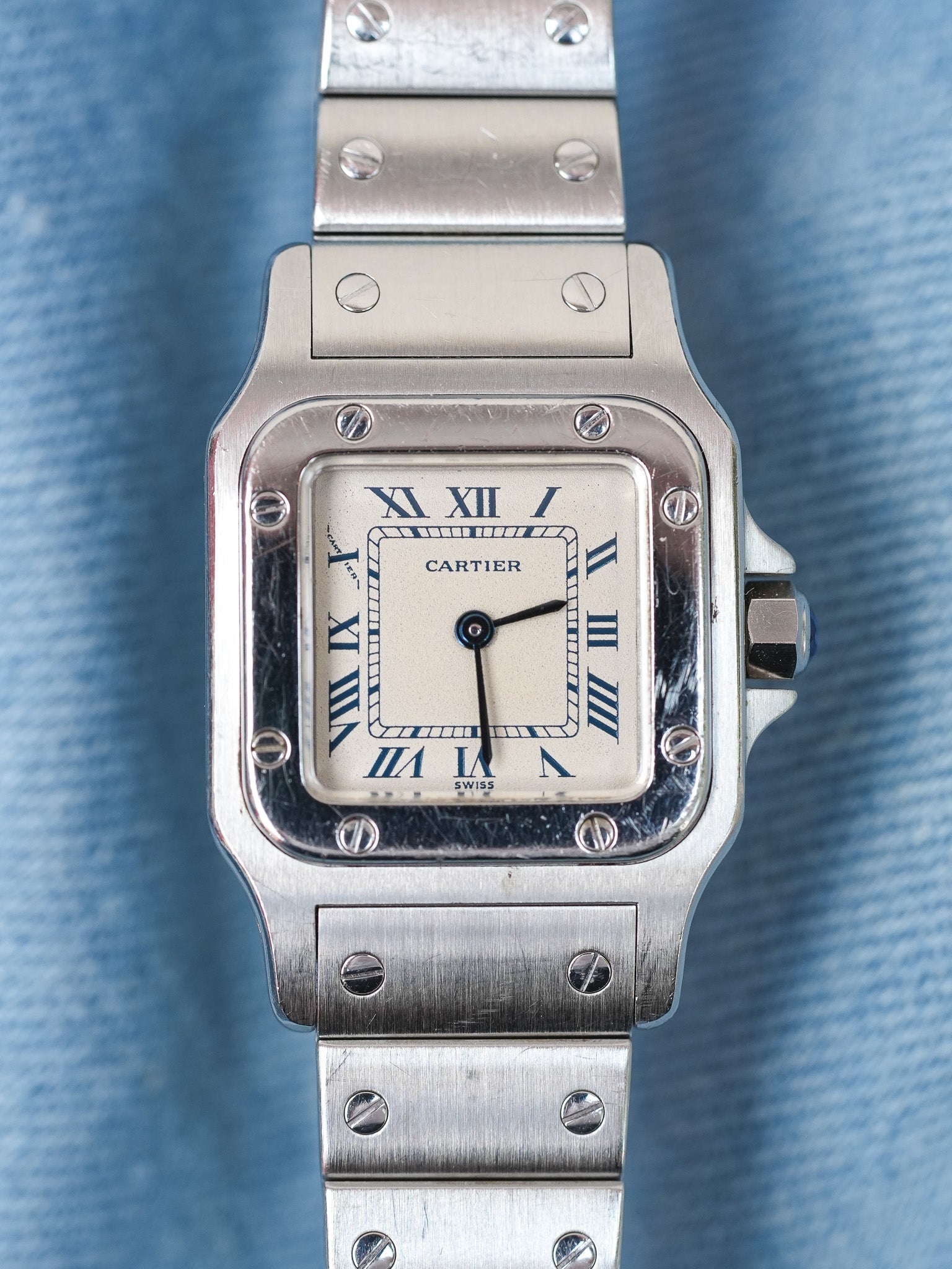 Cartier - Santos Incurvata 9057 acciaio indice blu - 1990s 