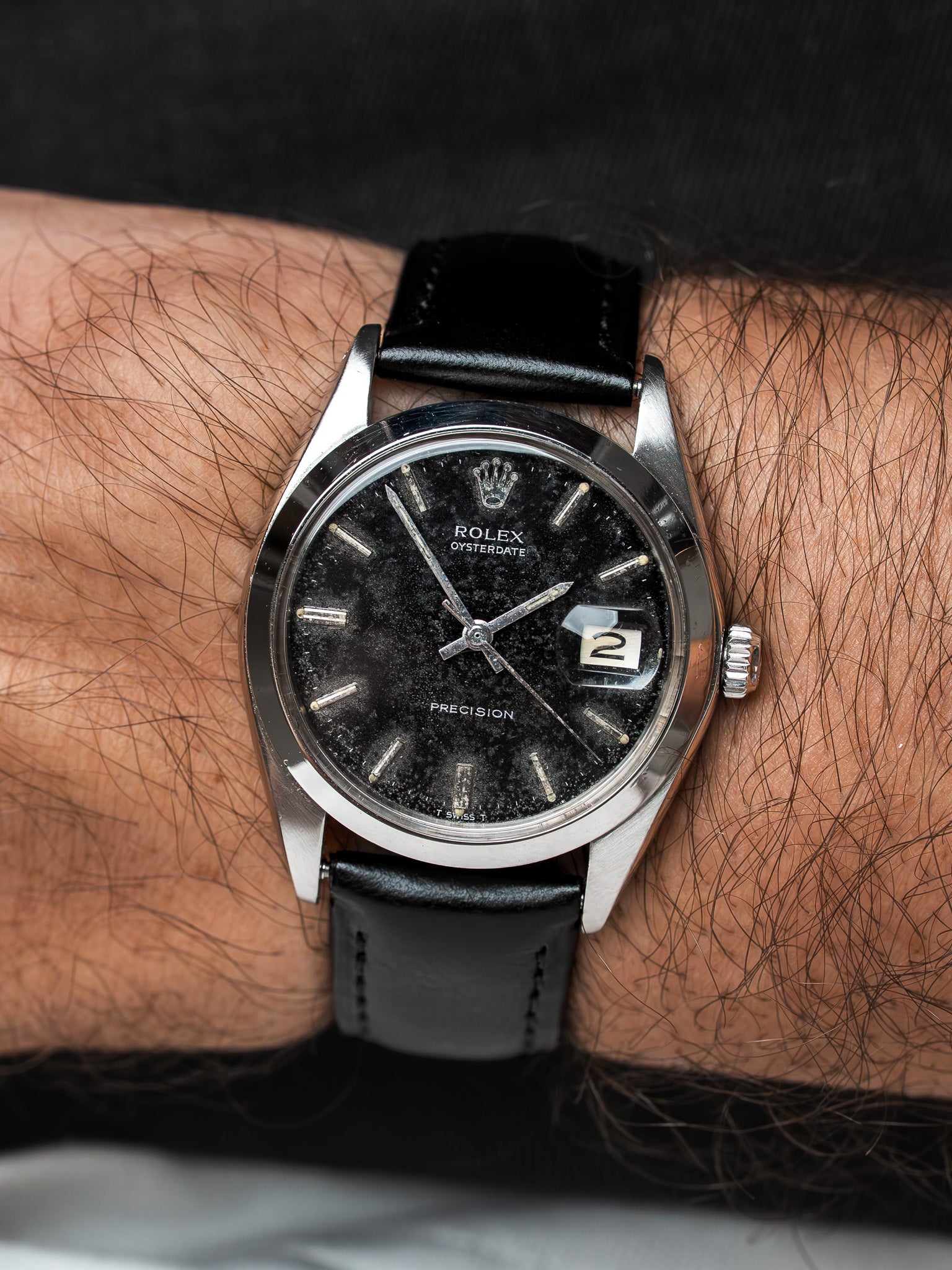 Rolex Oysterdate Watch 6694 — Black Stardust Dial (1966) 