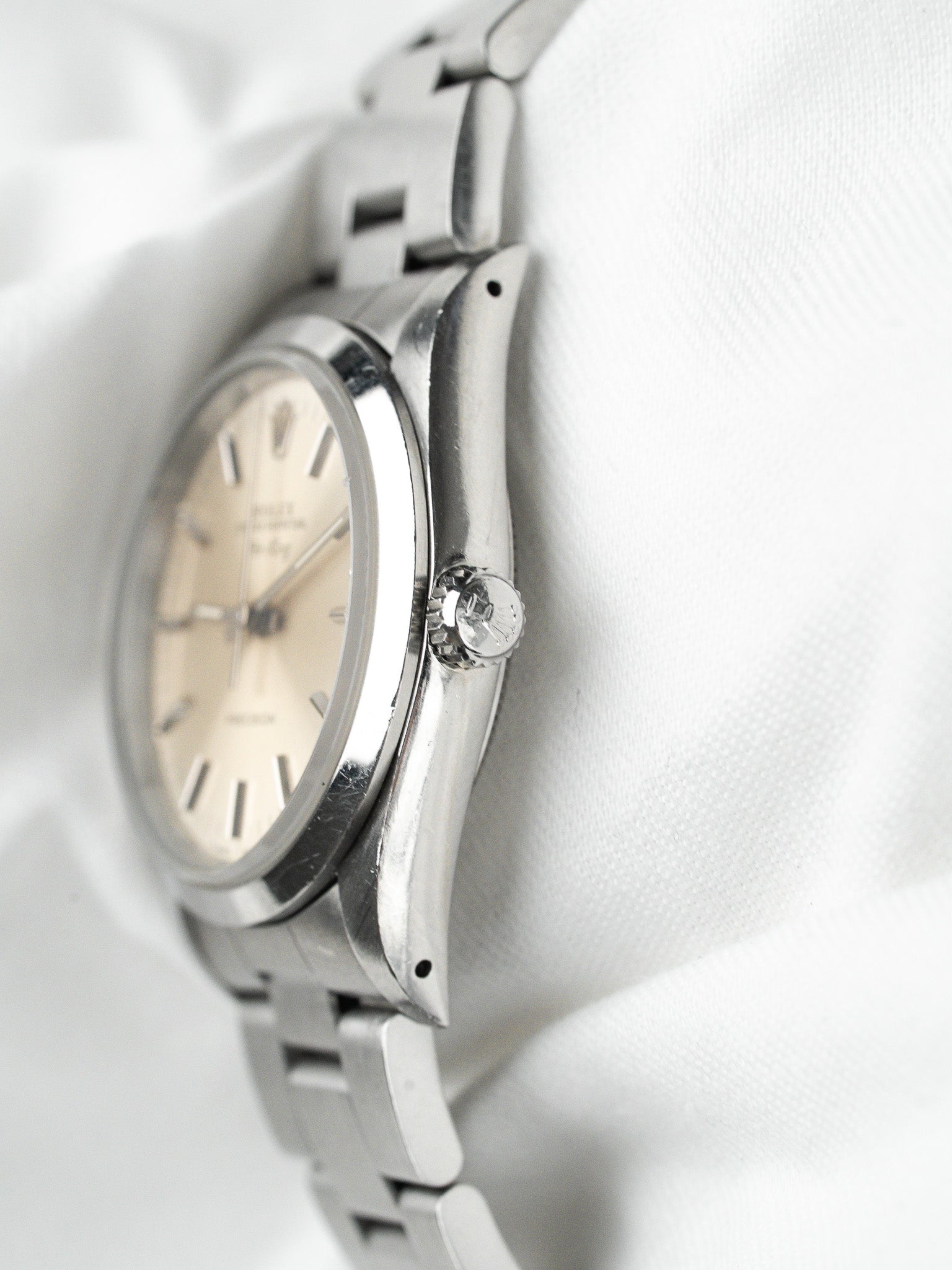 Rolex Air-King Watch 14000 Acero — Esfera plateada patinada (1991) 