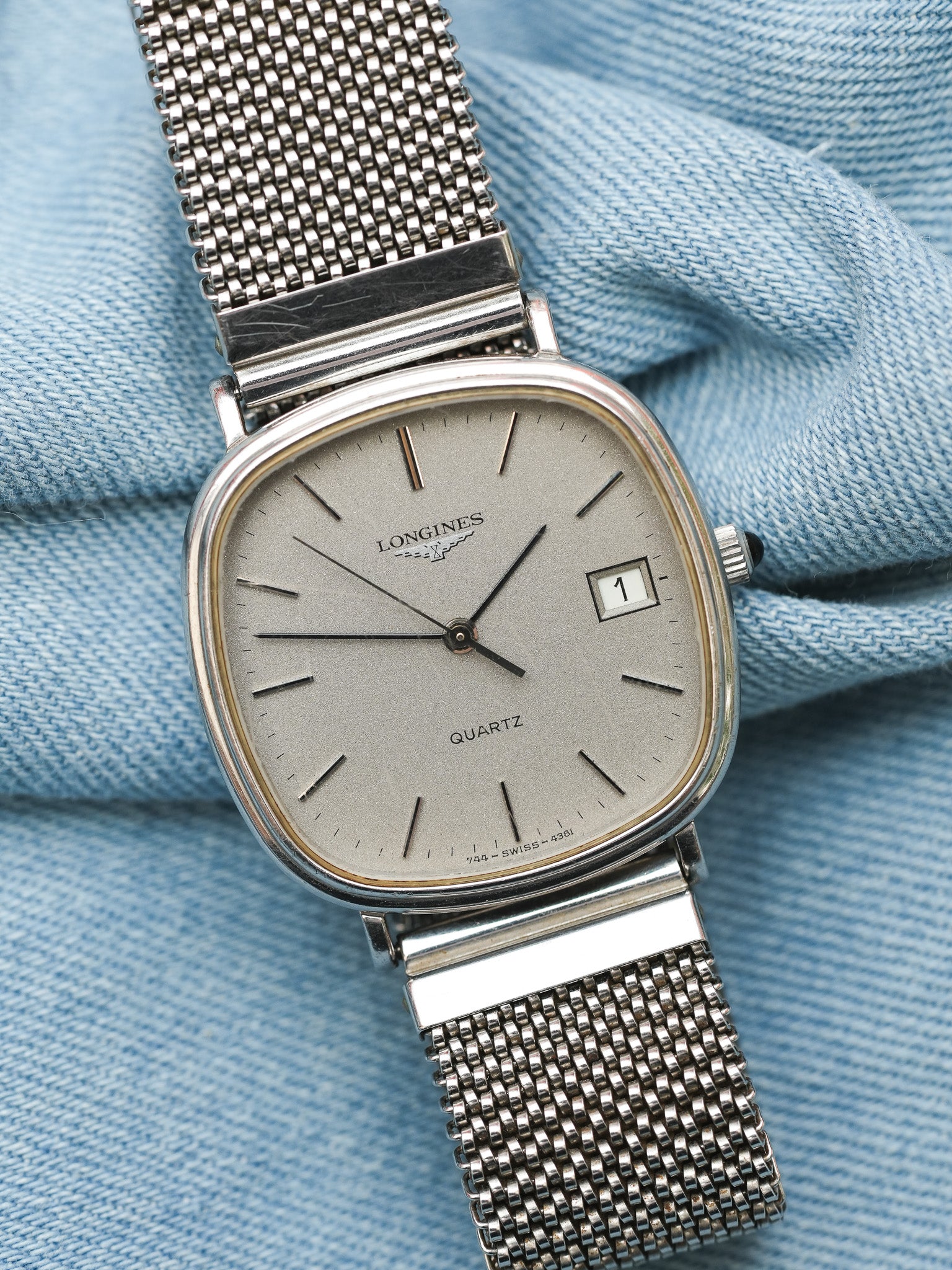 Longines - TV acier cadran argent - 1980s
