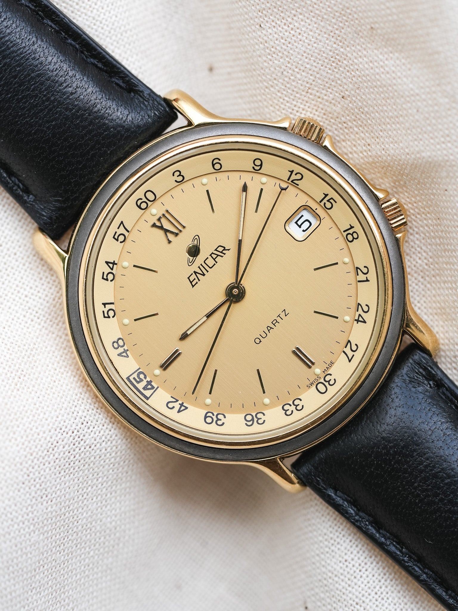 Enicar - Plaqué Or lunette directionnelle interne - NOS - 1990s