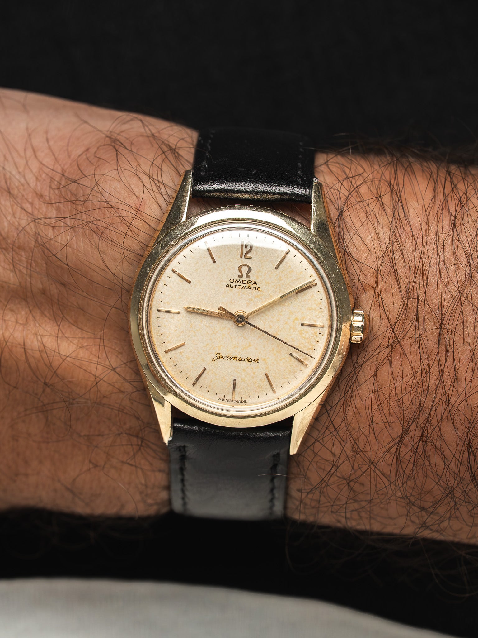 Omega Seamaster Watch 2802-7 SC — 镀金，做旧表盘 (1956) 