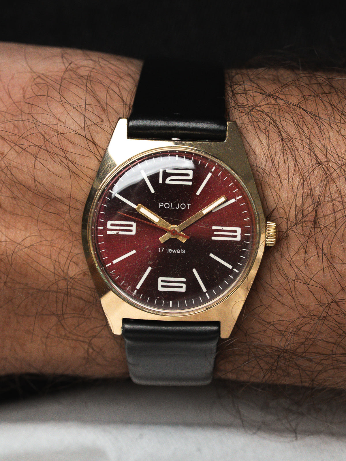 Poljot - Gold-plated burgundy dial - 1970s 