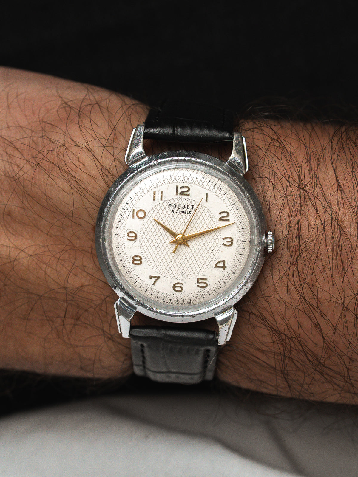 Poljot USSR Watch — Guilloché Lattice (1960s) 