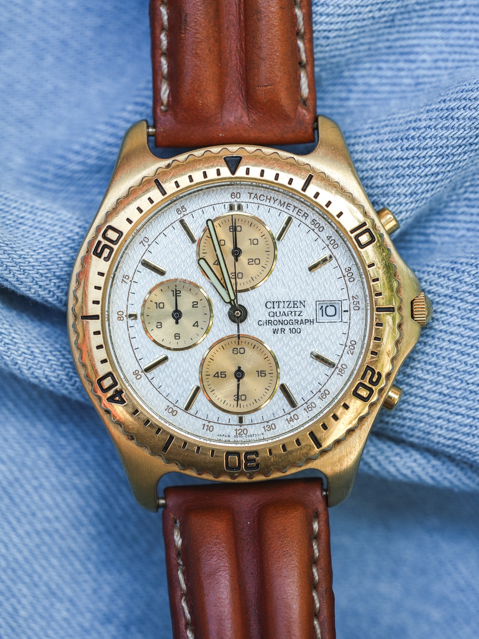 Citizen - Chronographe Date Or Tapisserie - 1997