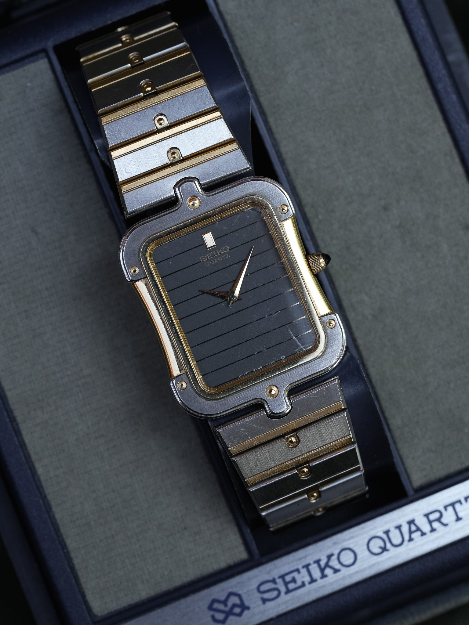 Seiko - Tank Special Acier Or Bracelet acier - Boite - 1983