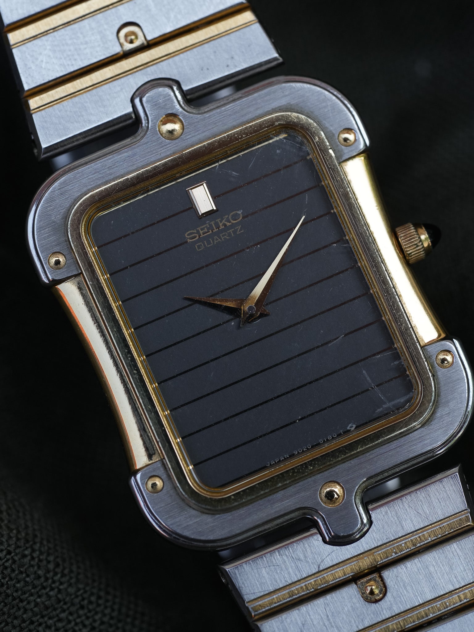 Seiko - Tank Special Acier Or Bracelet acier - Boite - 1983