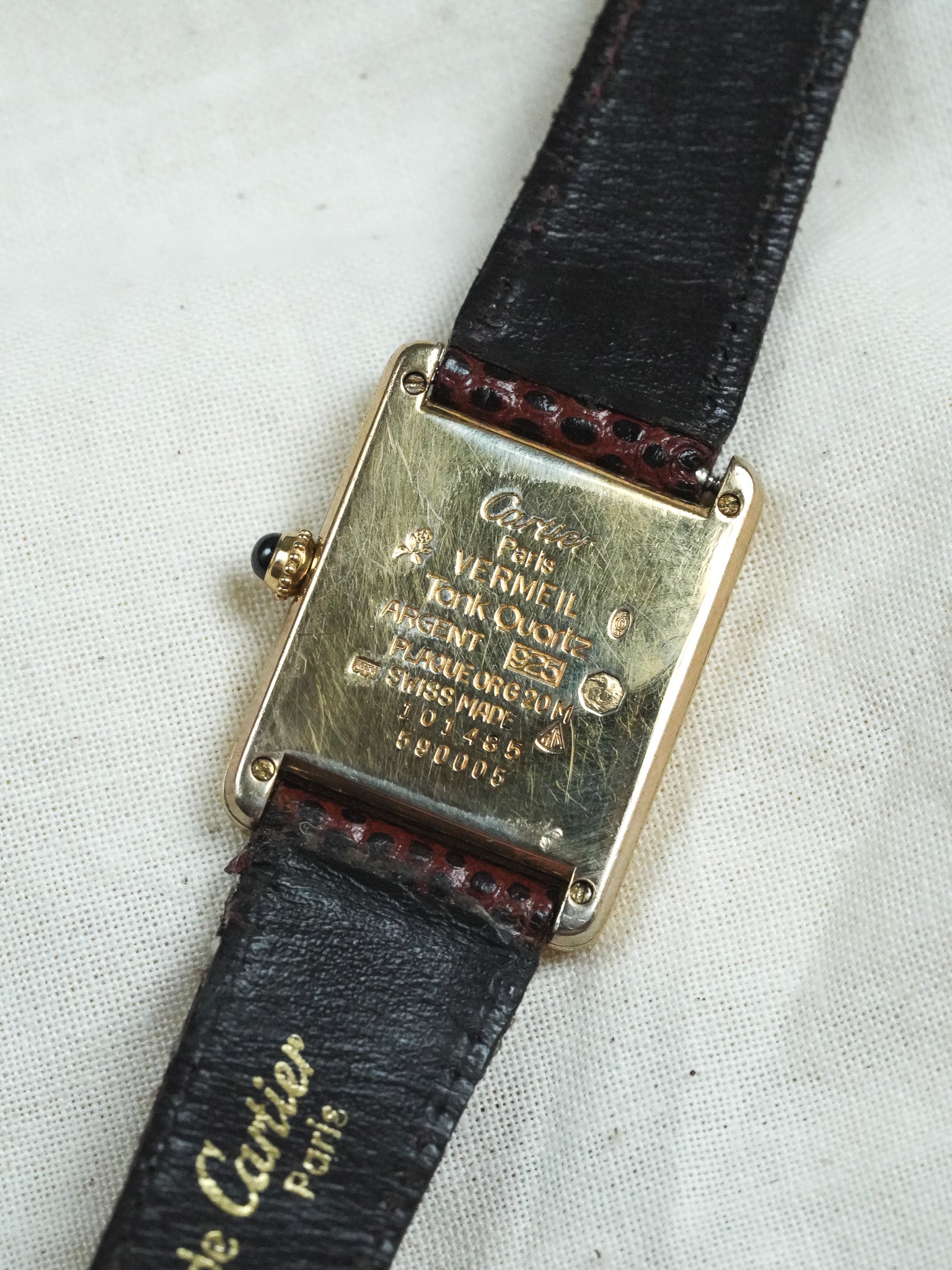 Cartier - Must de Cartier Tank Ref 590005 23x30 Vermeil Quartz Cadran Or Romain - 1980s