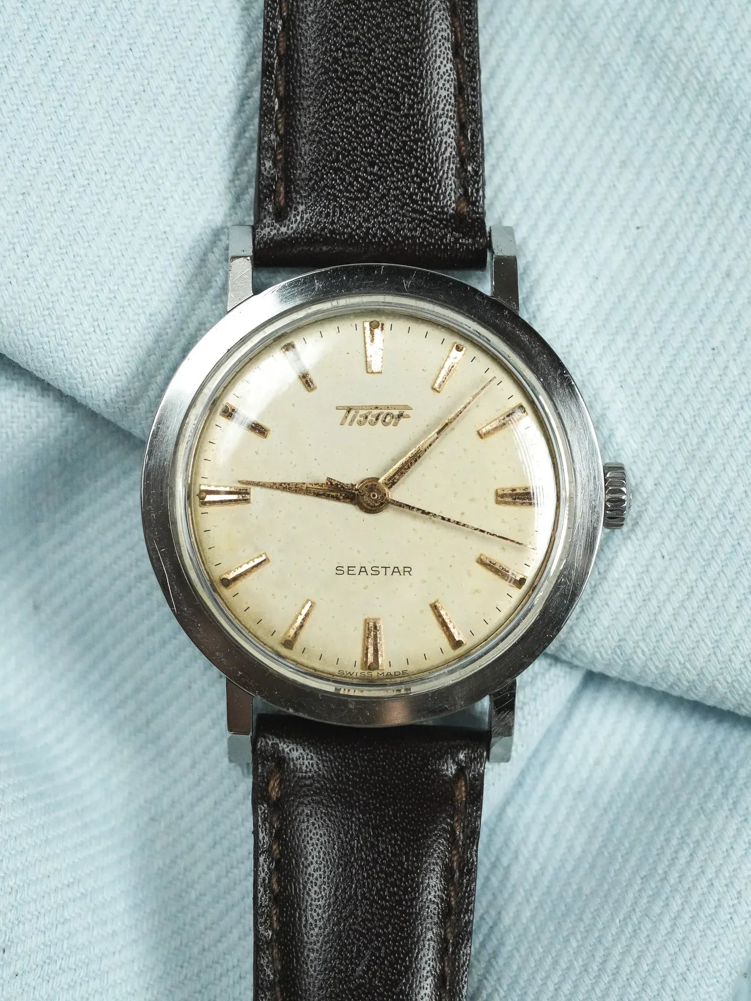 Tissot - Seastar Index Rose Gold Patine Creme - 1950s 