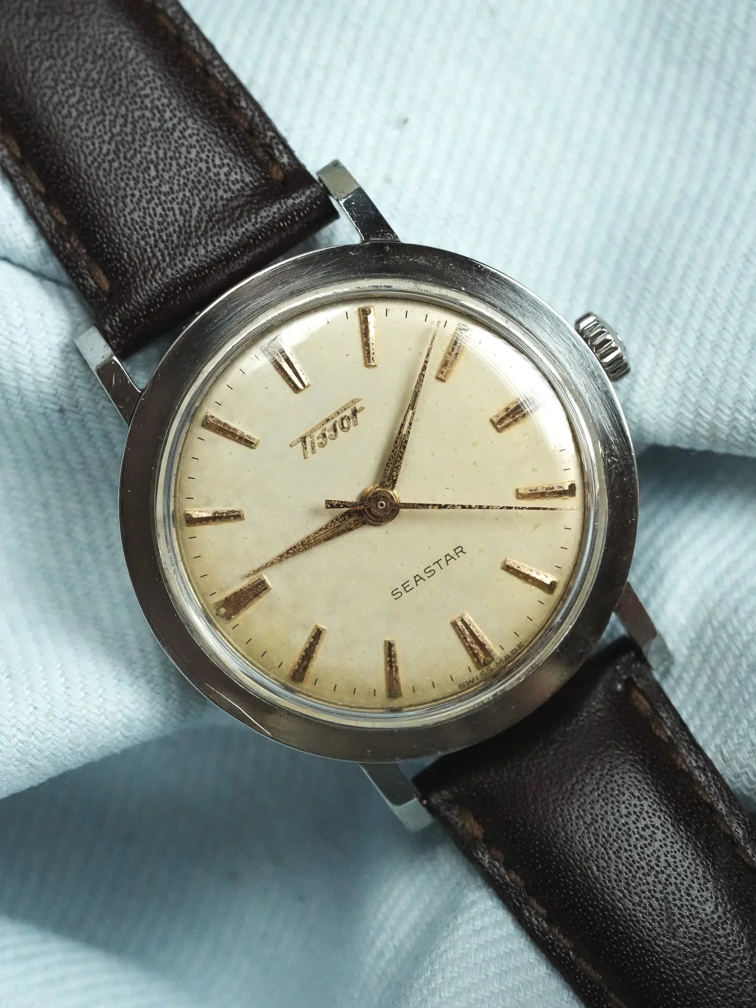 Tissot - Seastar Index Rose Gold Patine Creme - 1950s 