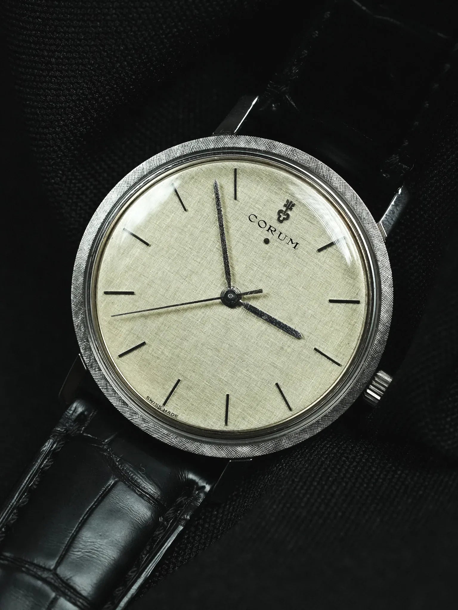 Corum - 钢制表盘亚麻银 - 1980s 
