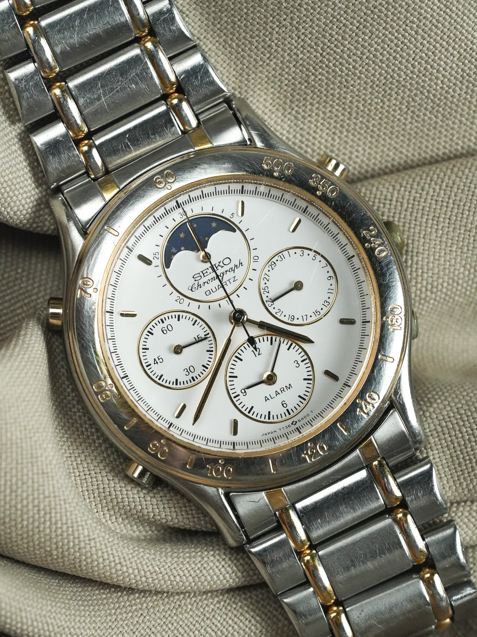 Seiko - Two-tone Moon Phase Chronograph Chronograph - 1989 