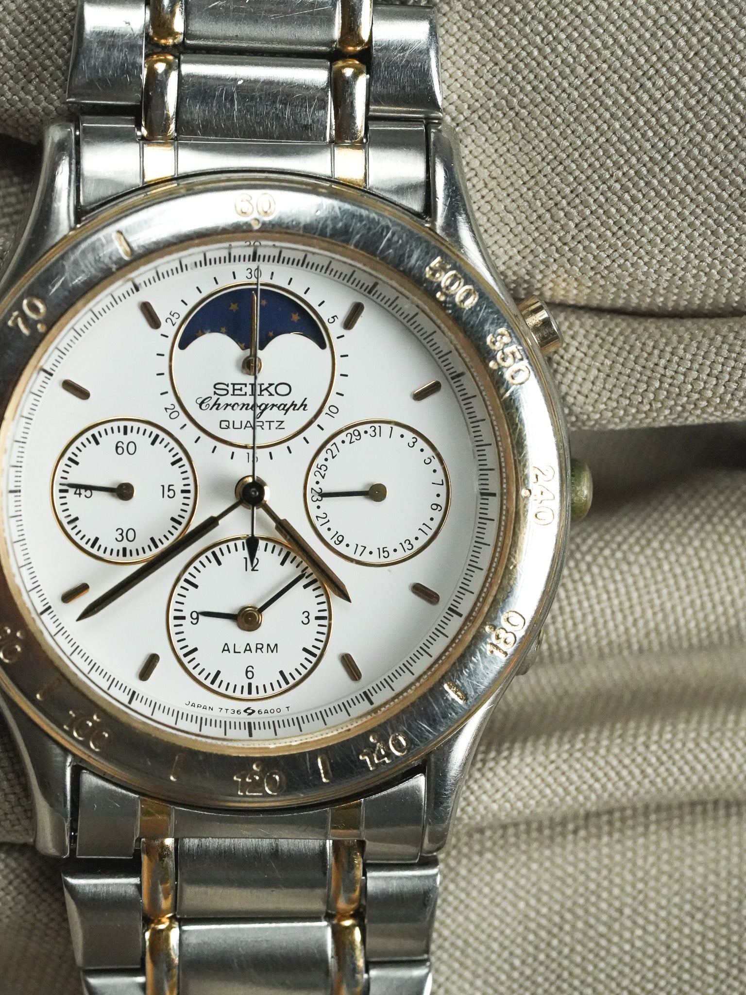 Seiko - Two-tone Moon Phase Chronograph Chronograph - 1989 