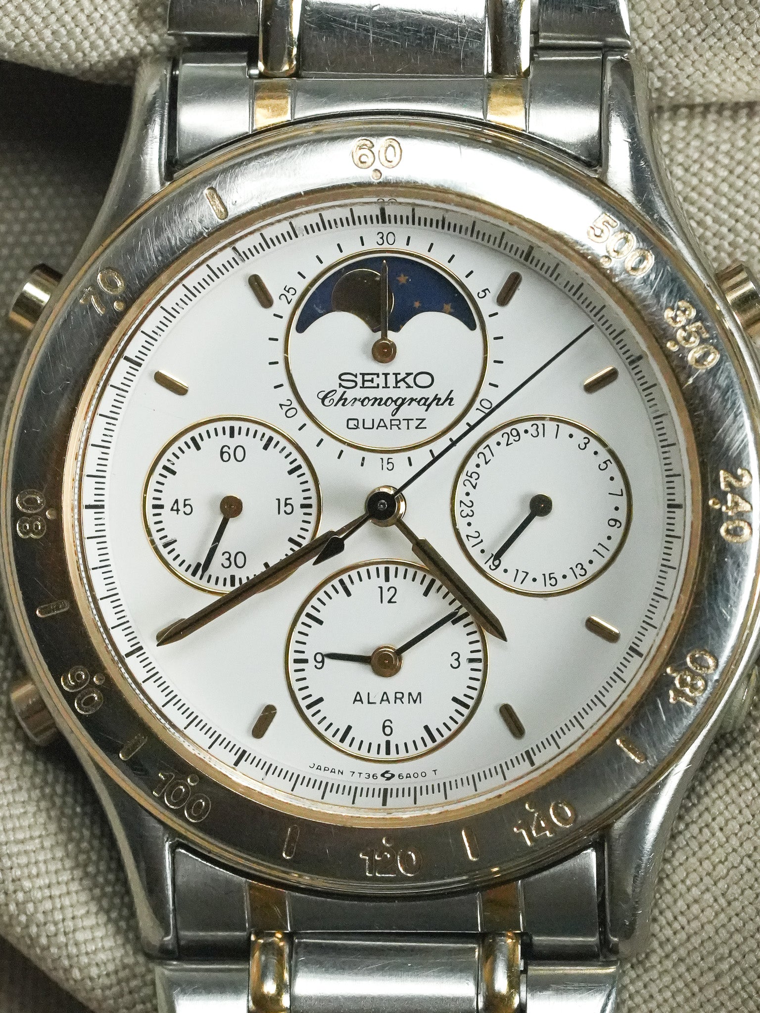 Seiko - Two-tone Moon Phase Chronograph Chronograph - 1989 