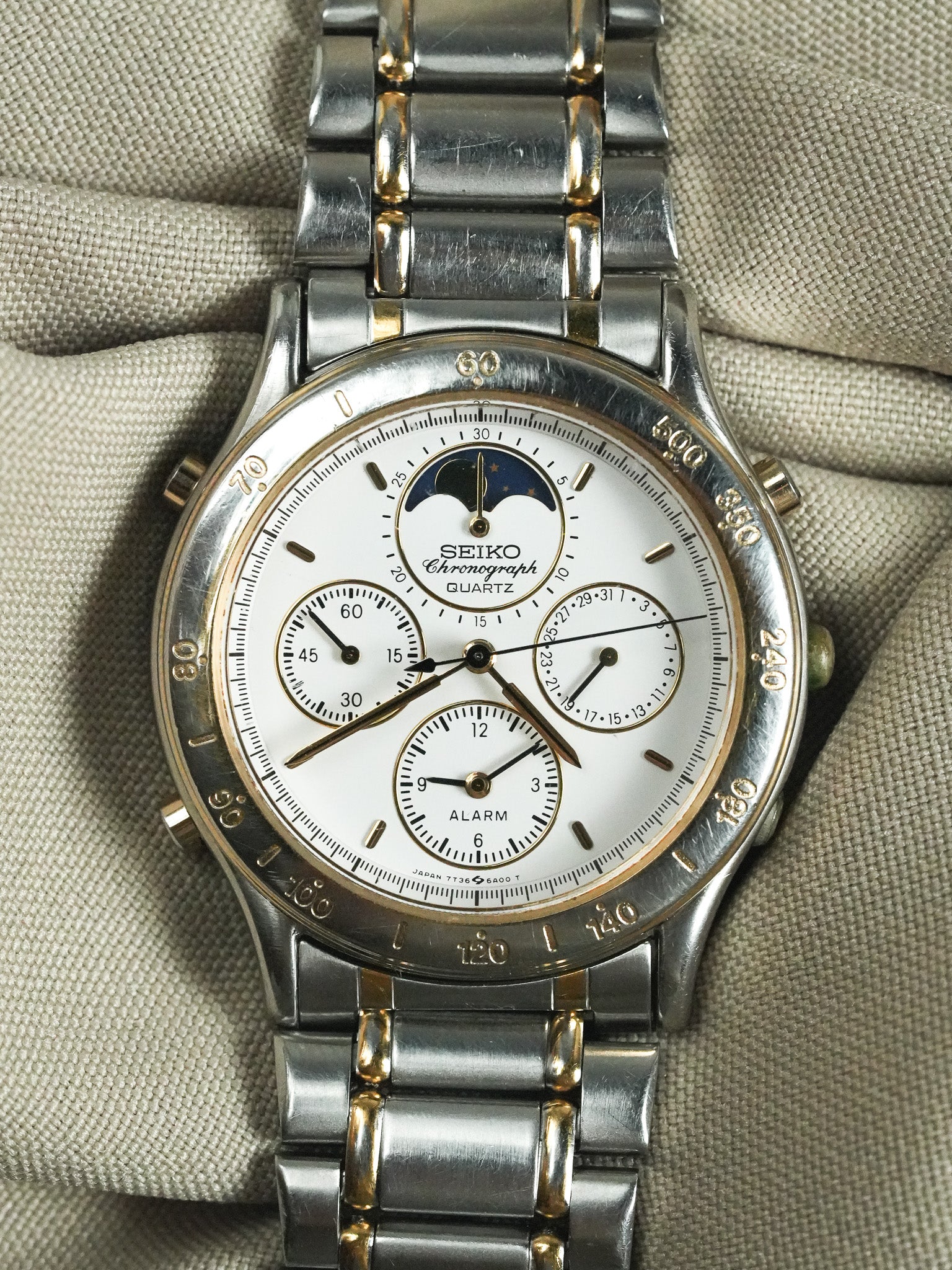 Seiko - Chronographe Bicolore Phase de lune Chronographe - 1989