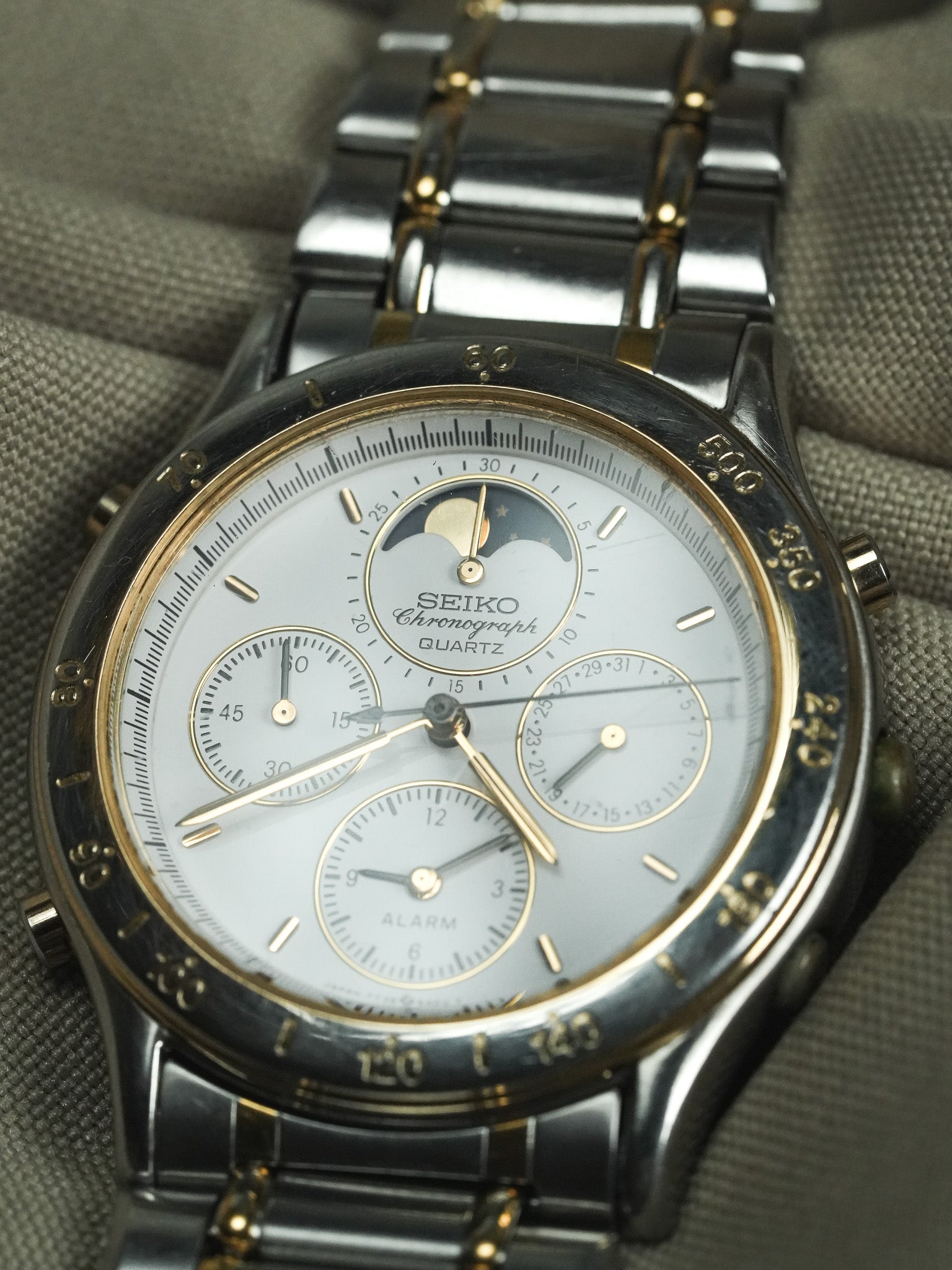 Seiko - Two-tone Moon Phase Chronograph Chronograph - 1989 