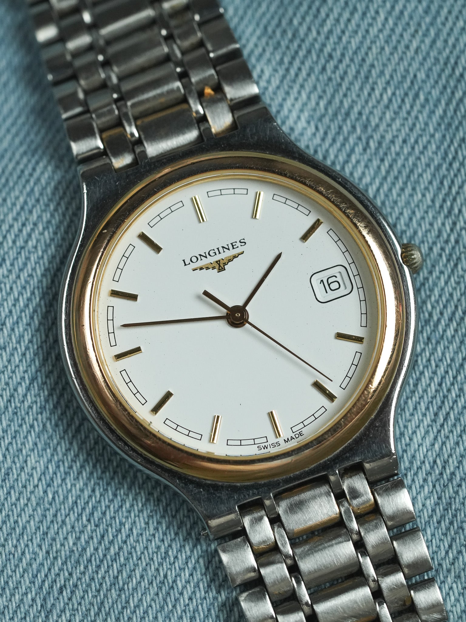 Longines - Flagship Runde Gold Stahlgeflecht - 1980s 