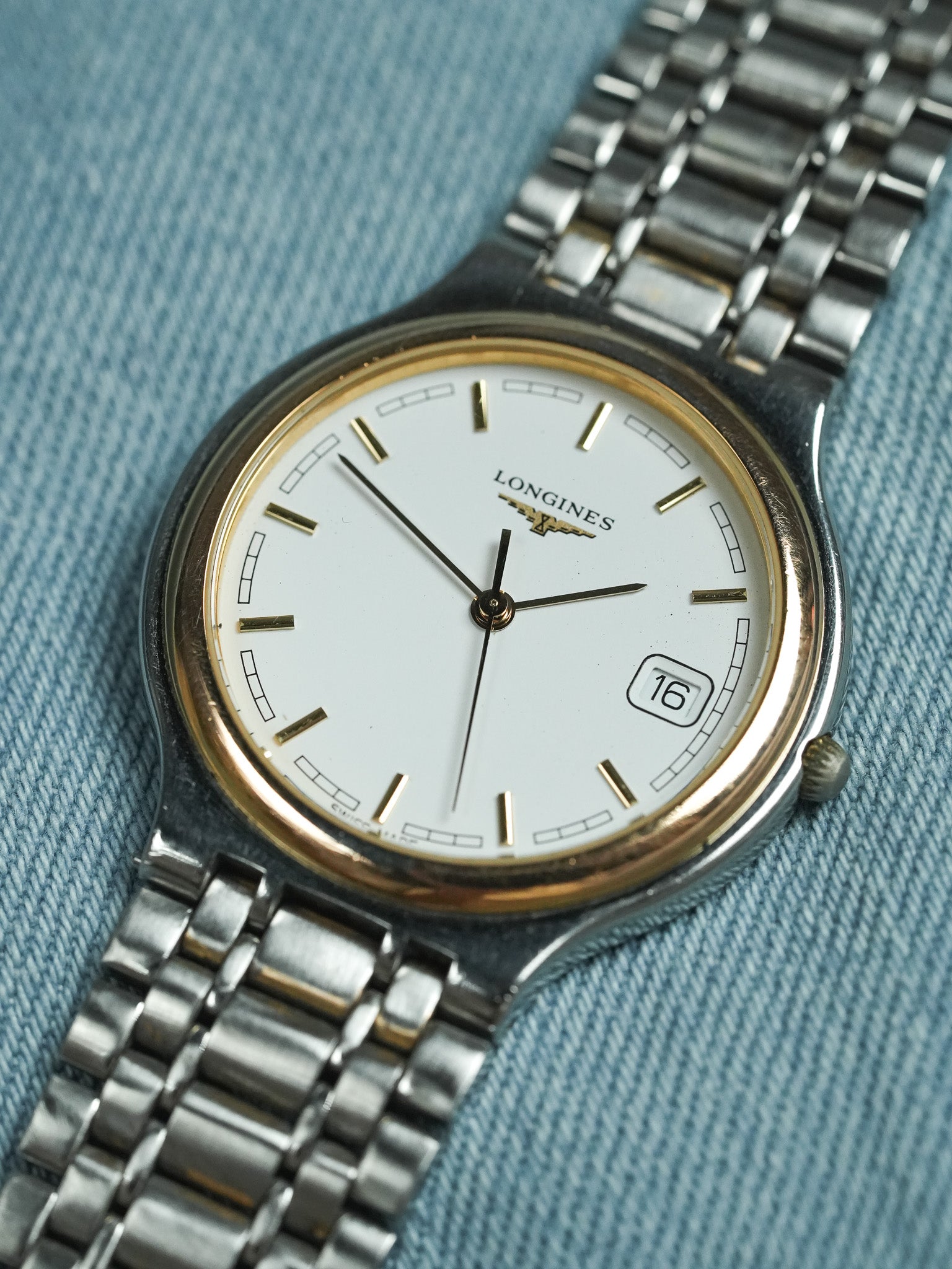 Longines - Flagship Runde Gold Stahlgeflecht - 1980s 
