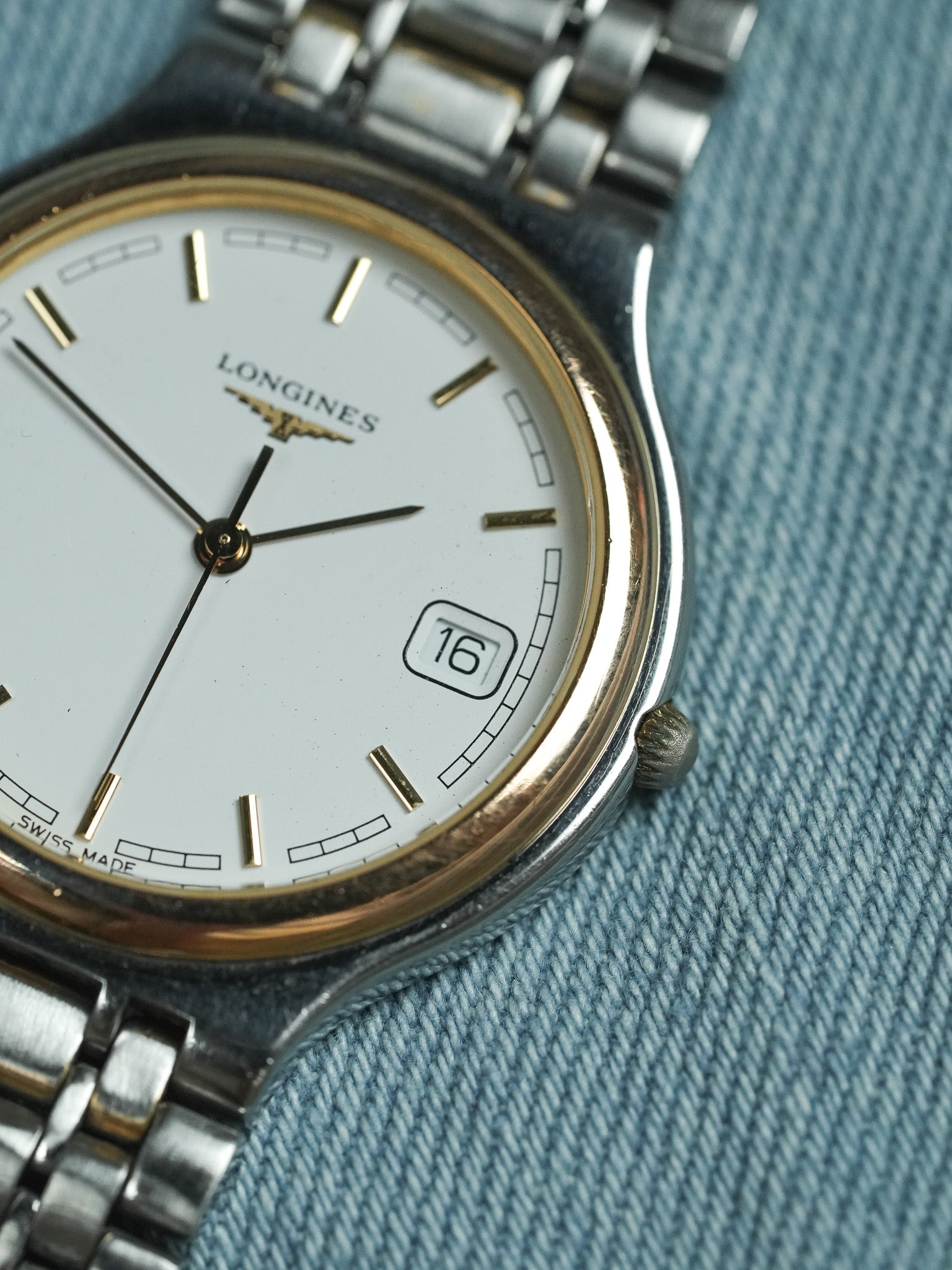 Longines - Flagship Runde Gold Stahlgeflecht - 1980s 