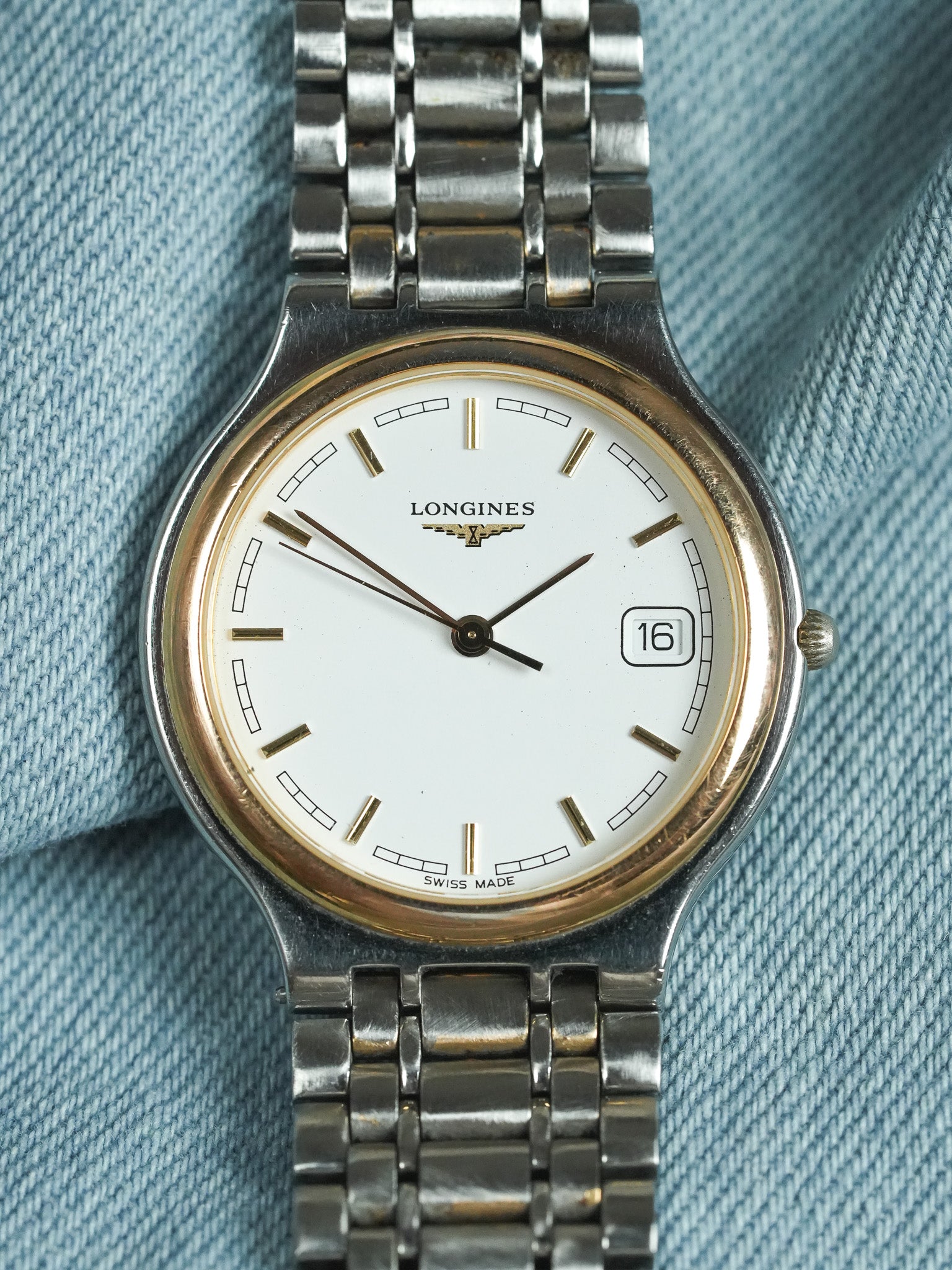 Longines - Flagship Runde Gold Stahlgeflecht - 1980s 