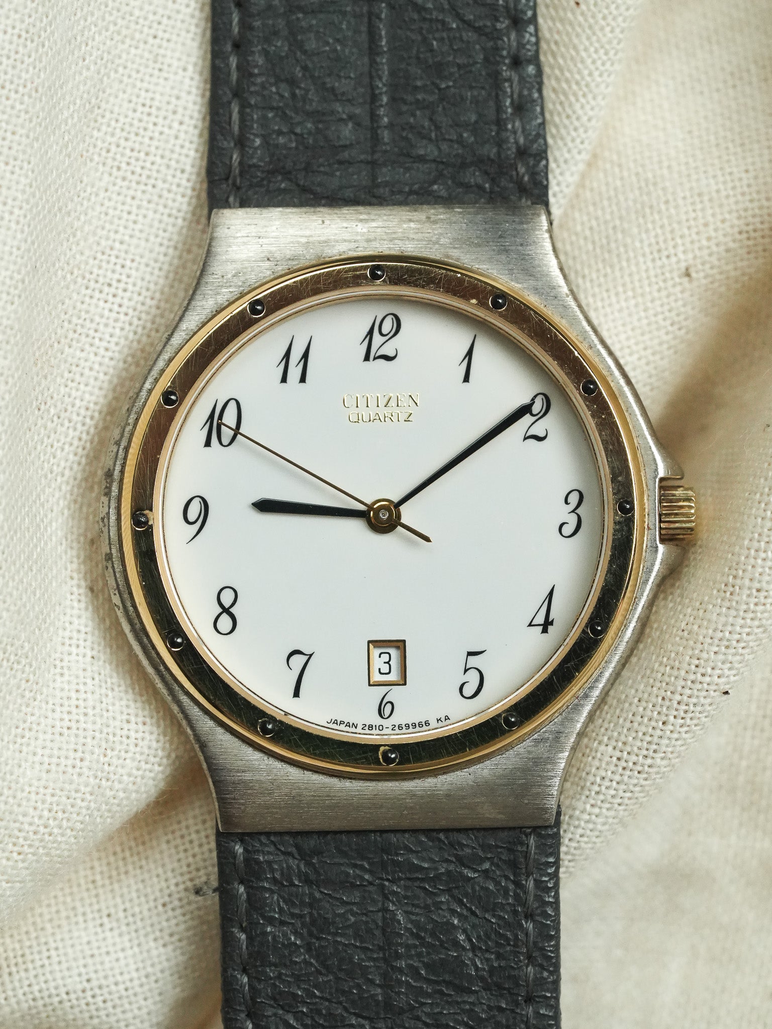 Citizen - Acier Bracelet Intégré Cadran Blanc - NOS - 1990s