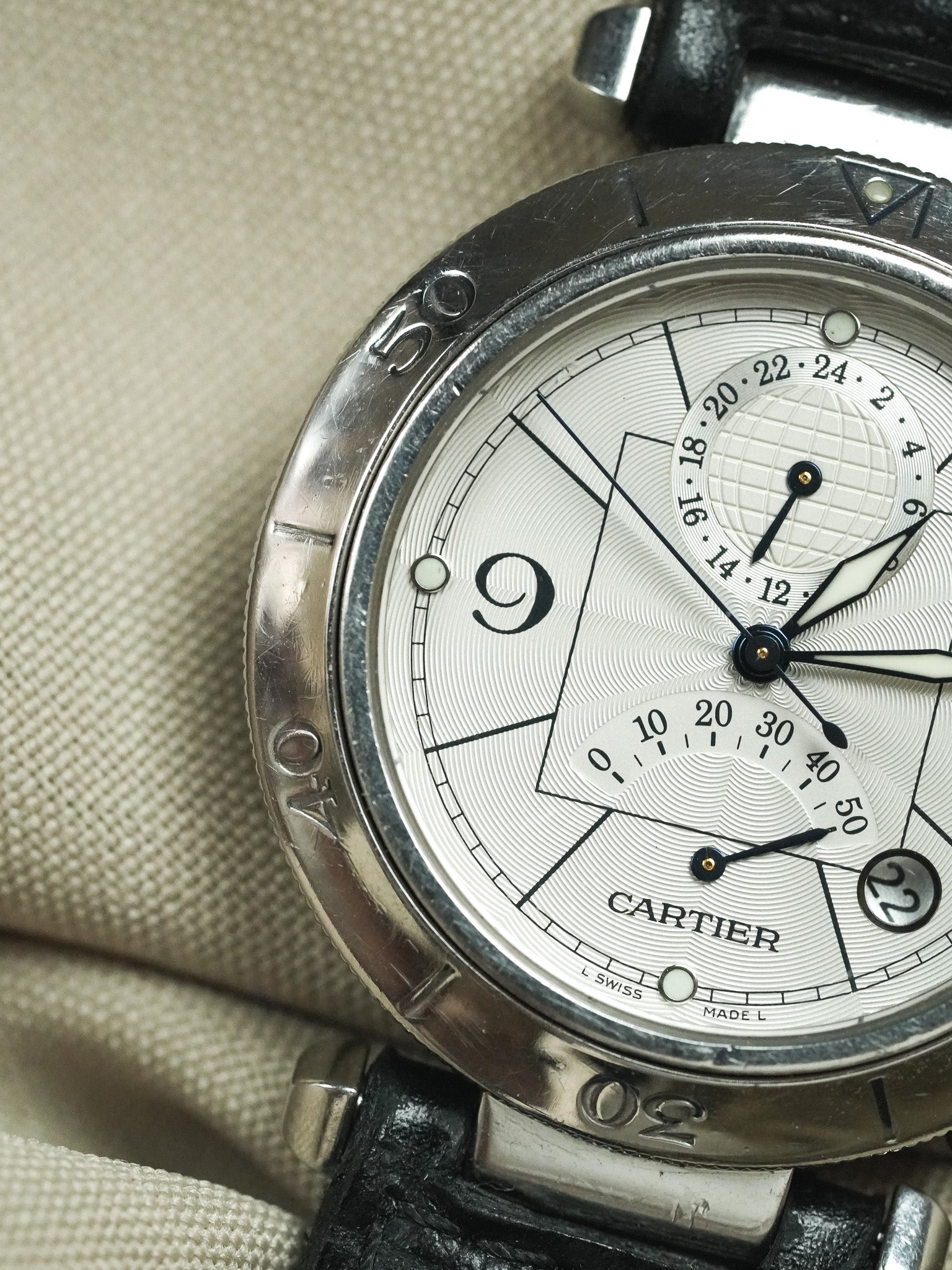 Cartier - Pasha 2388 24h Réserve de Marche Cuir boucle déployante - 2000s