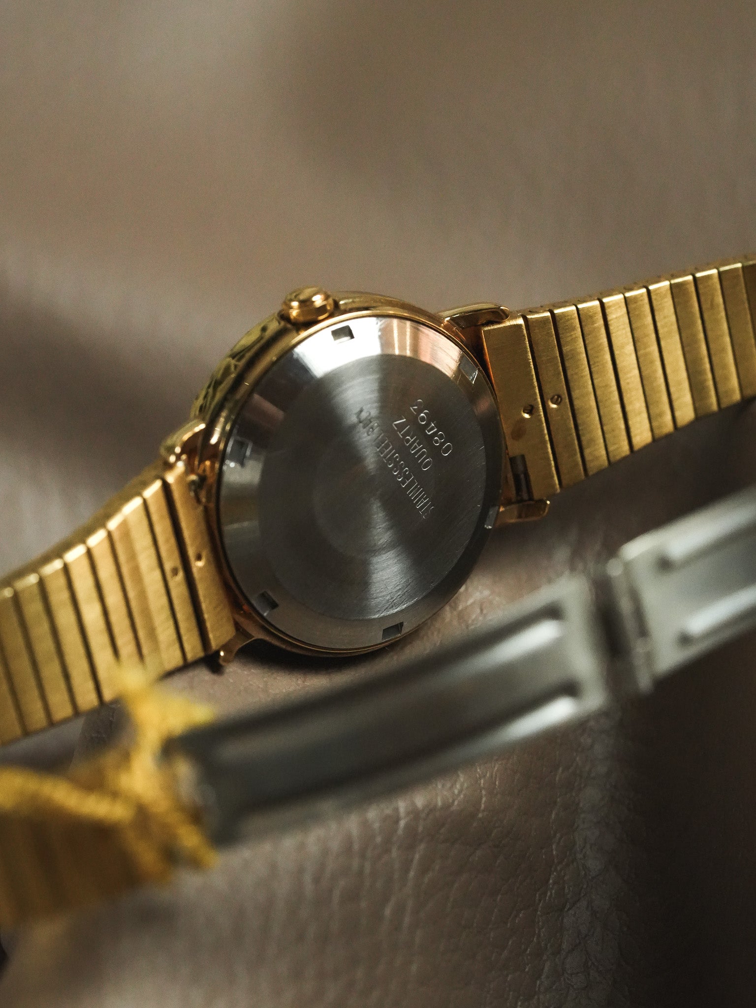 Breil - Gold integral screwed bezel black dial - New from stock - 1990s 