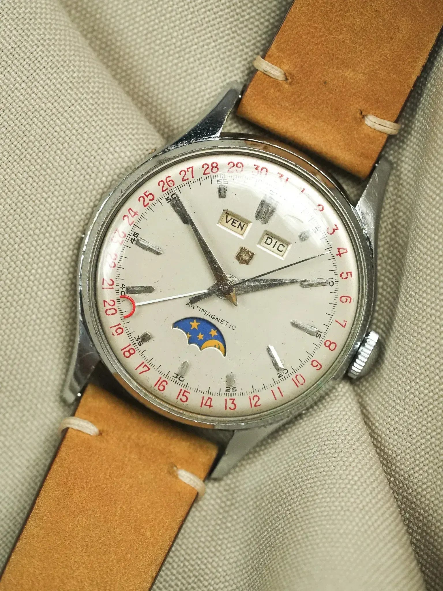 Nobellux - Valjoux 90 Acero Fase lunar Calendario triple - 1950s 