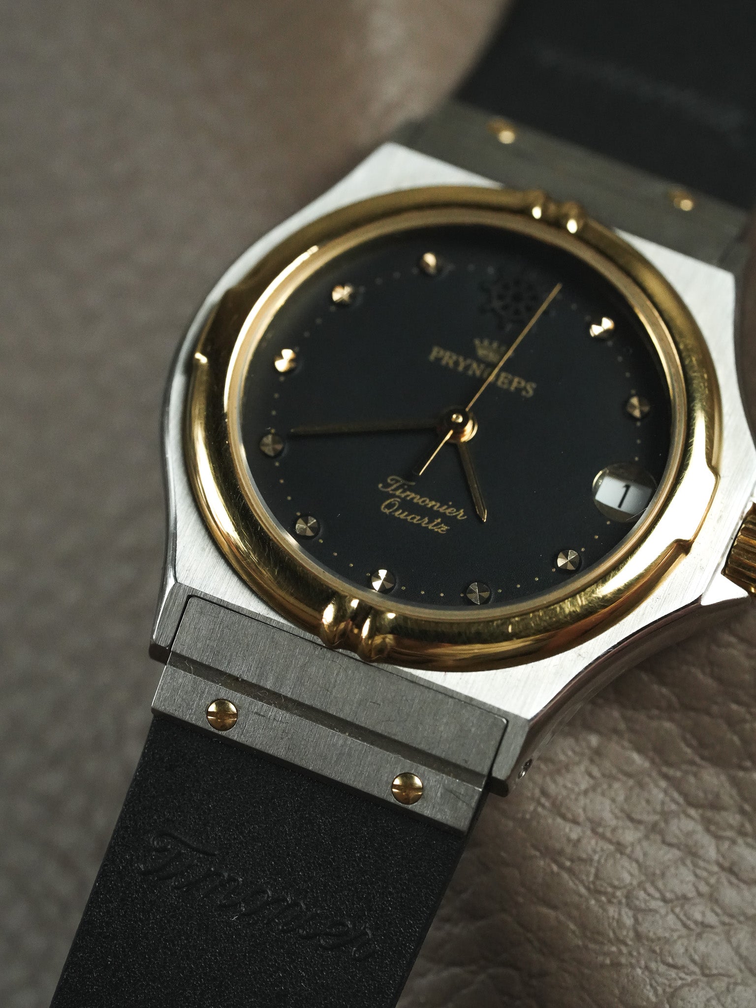Pryngeps - Style "Hublot" Acier Or - Neuve de stock - 1990s