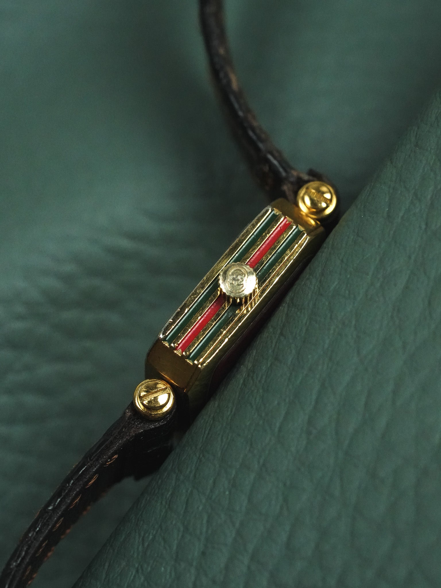 Gucci - Women Gold Lacquer GG Red Cushion - 1990s 