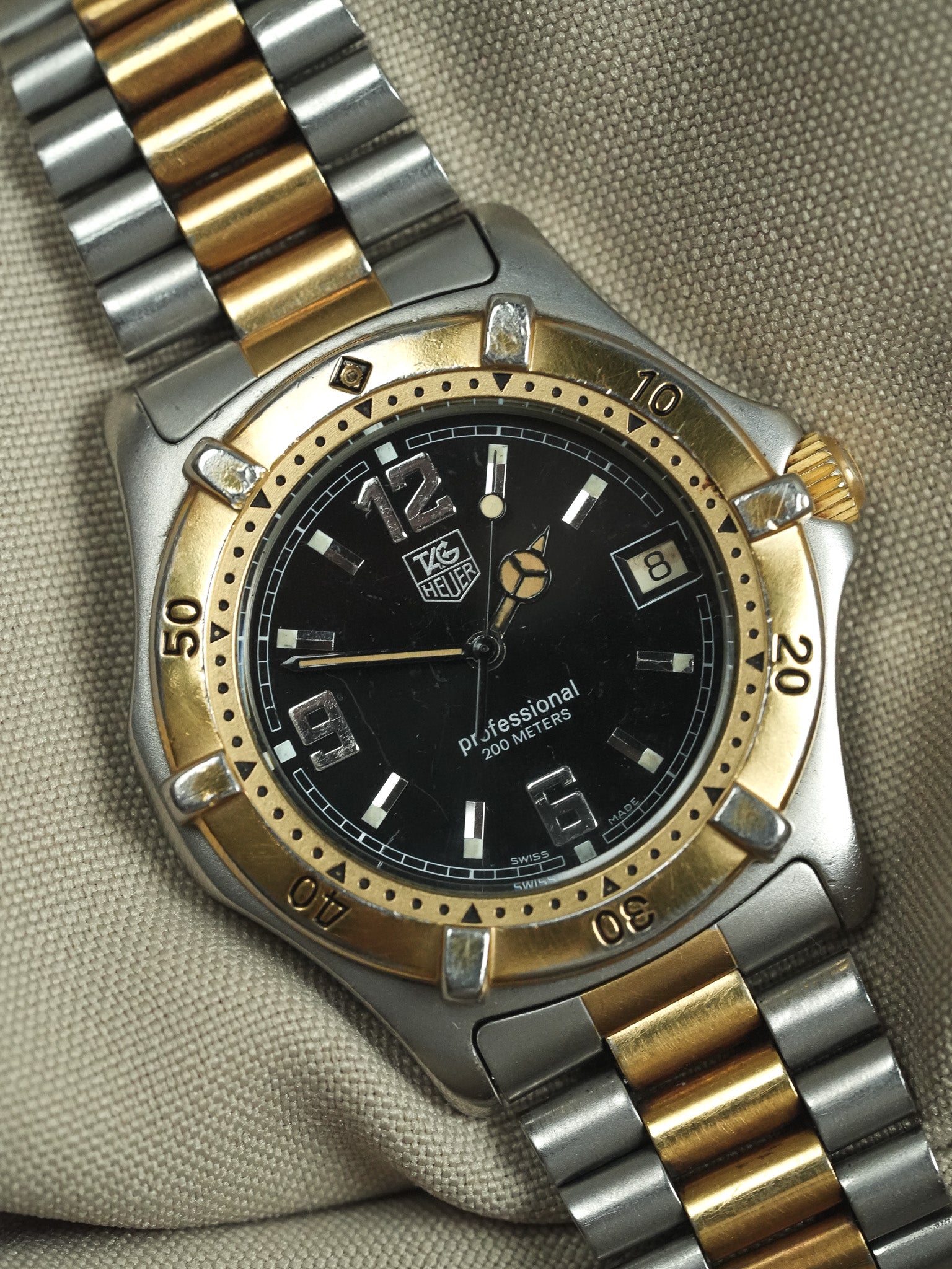 Tag Heuer - Professionale 2000 39mm Acciaio Oro Quadrante nero - 1990s 