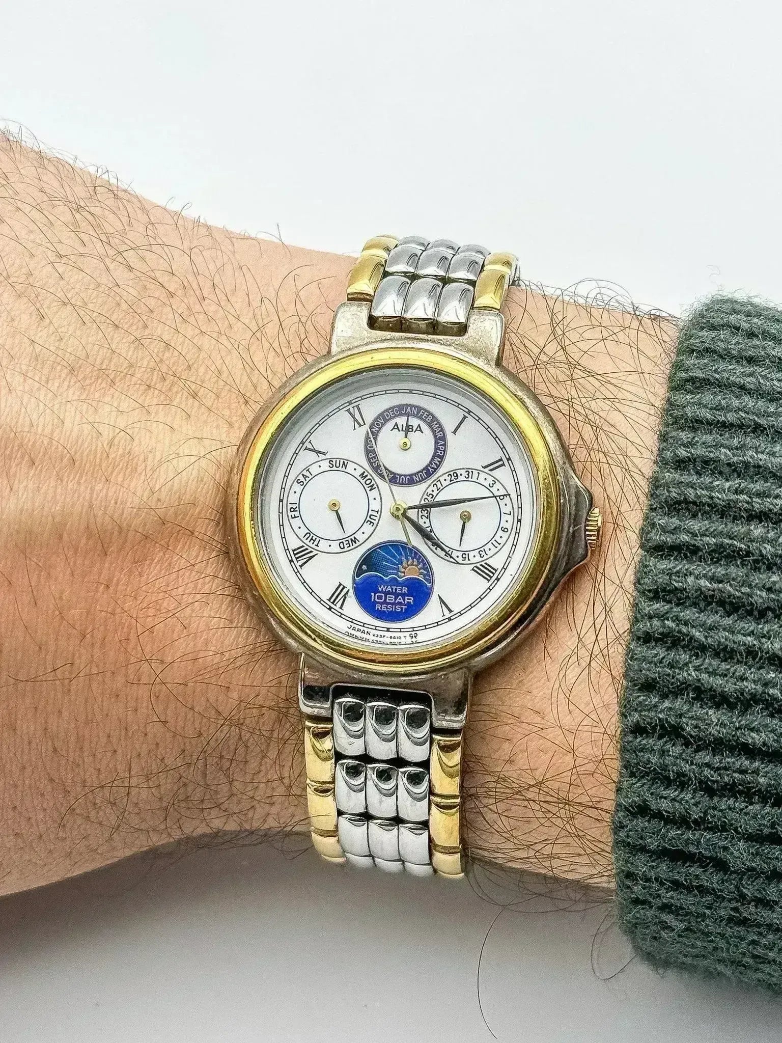 Seiko Alba - Quartz Vintage Dial Watch Moon Etsy Silver Daydate 
