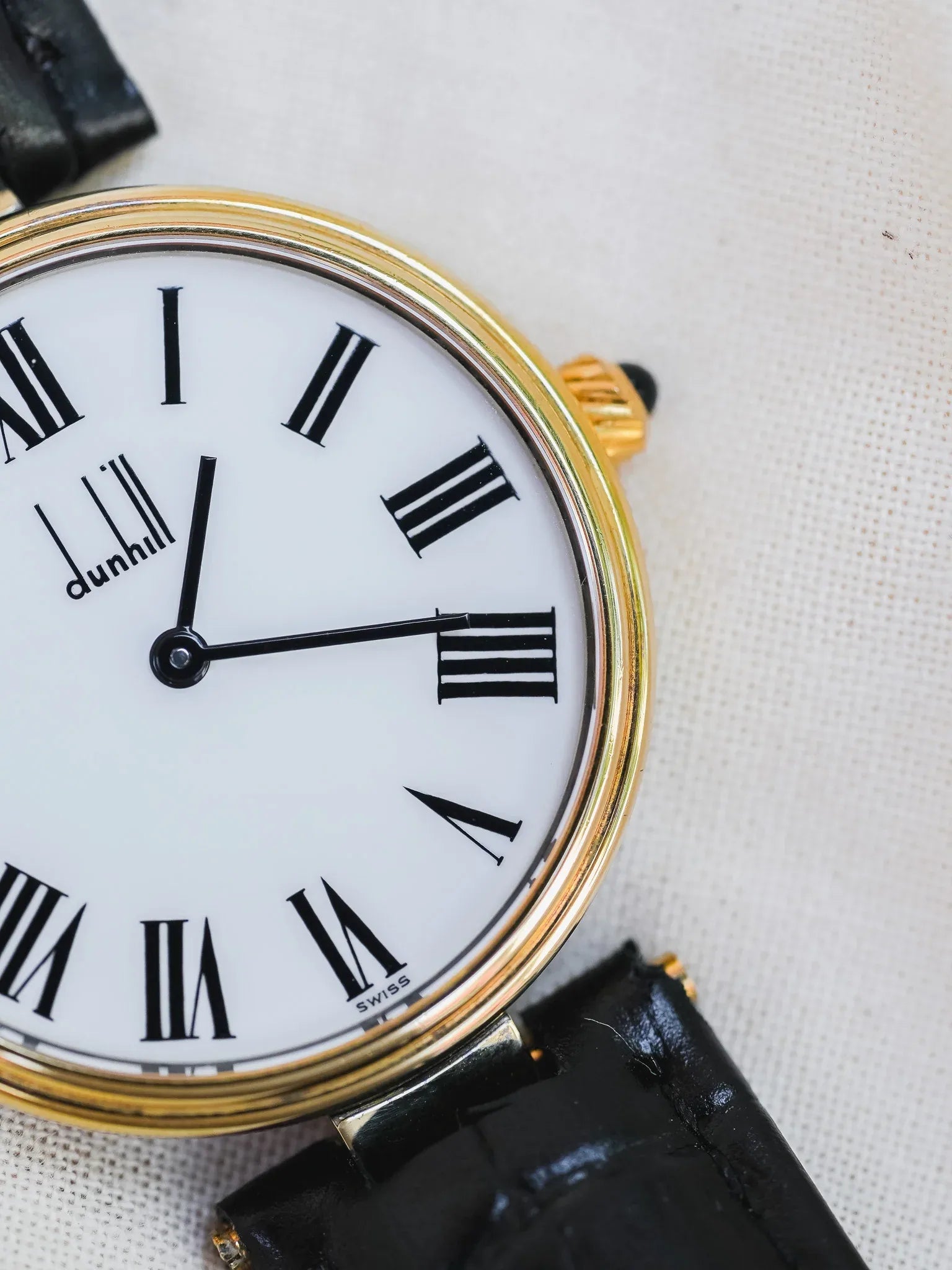 Alfred Dunhill - Ronde en Argent 925 plaqué or cadran blanc - 1980s - Atelier Victor