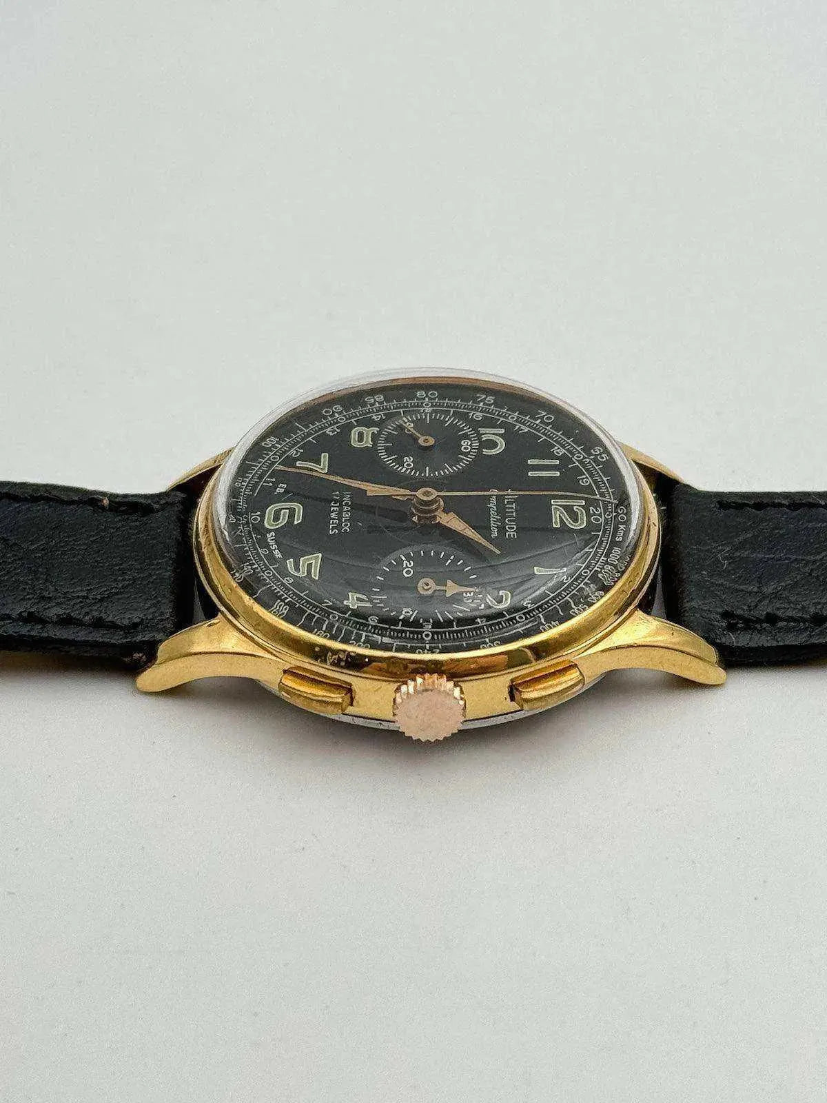 Altitude Competition - Chronograph Venus Black - 1960s - Atelier Victor Paris - Vintage Watch Shop Dubai