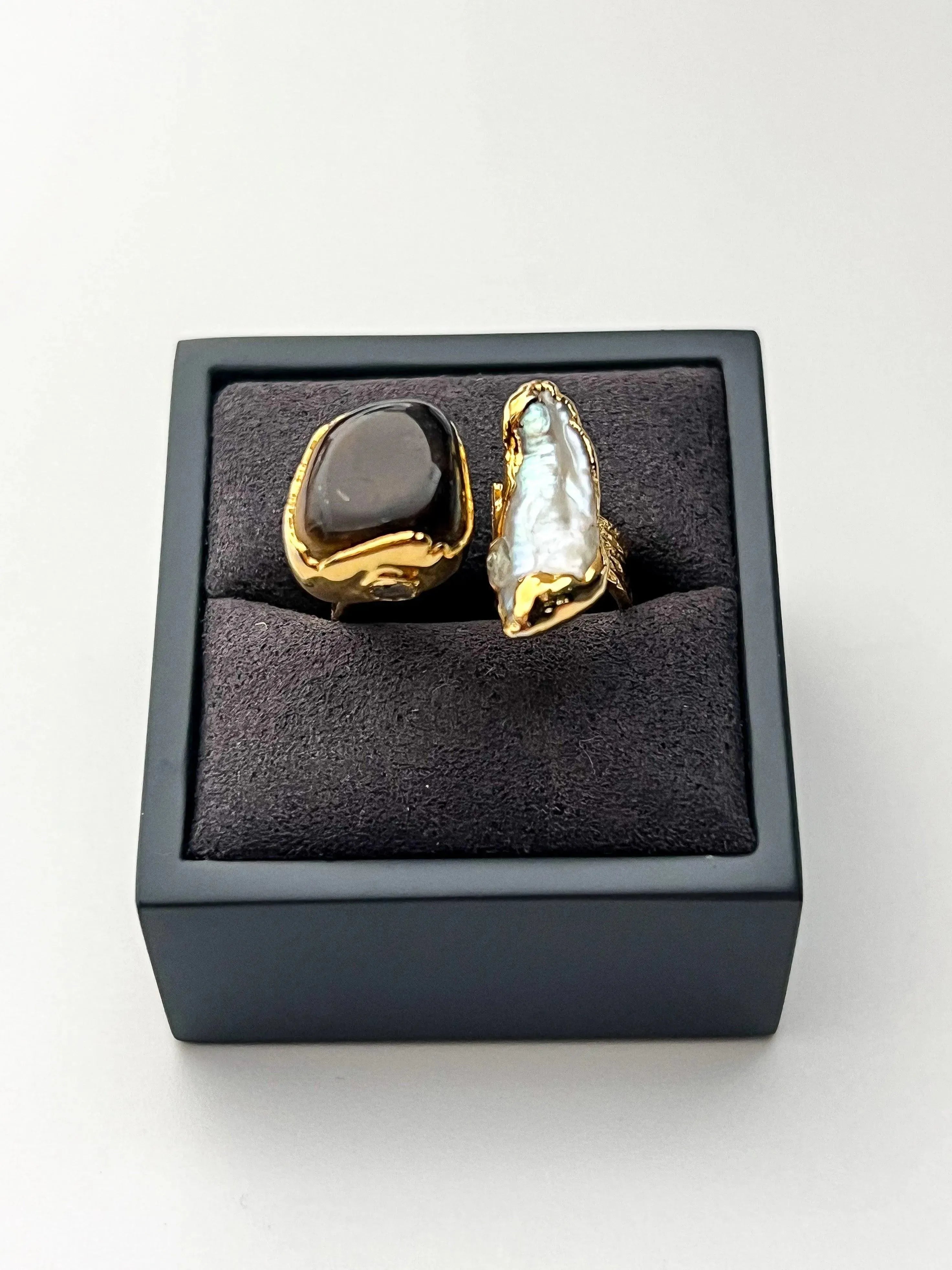Bague - Double Oeil de tigre Perle Naturelle - Atelier Victor - Vintage  Shop
