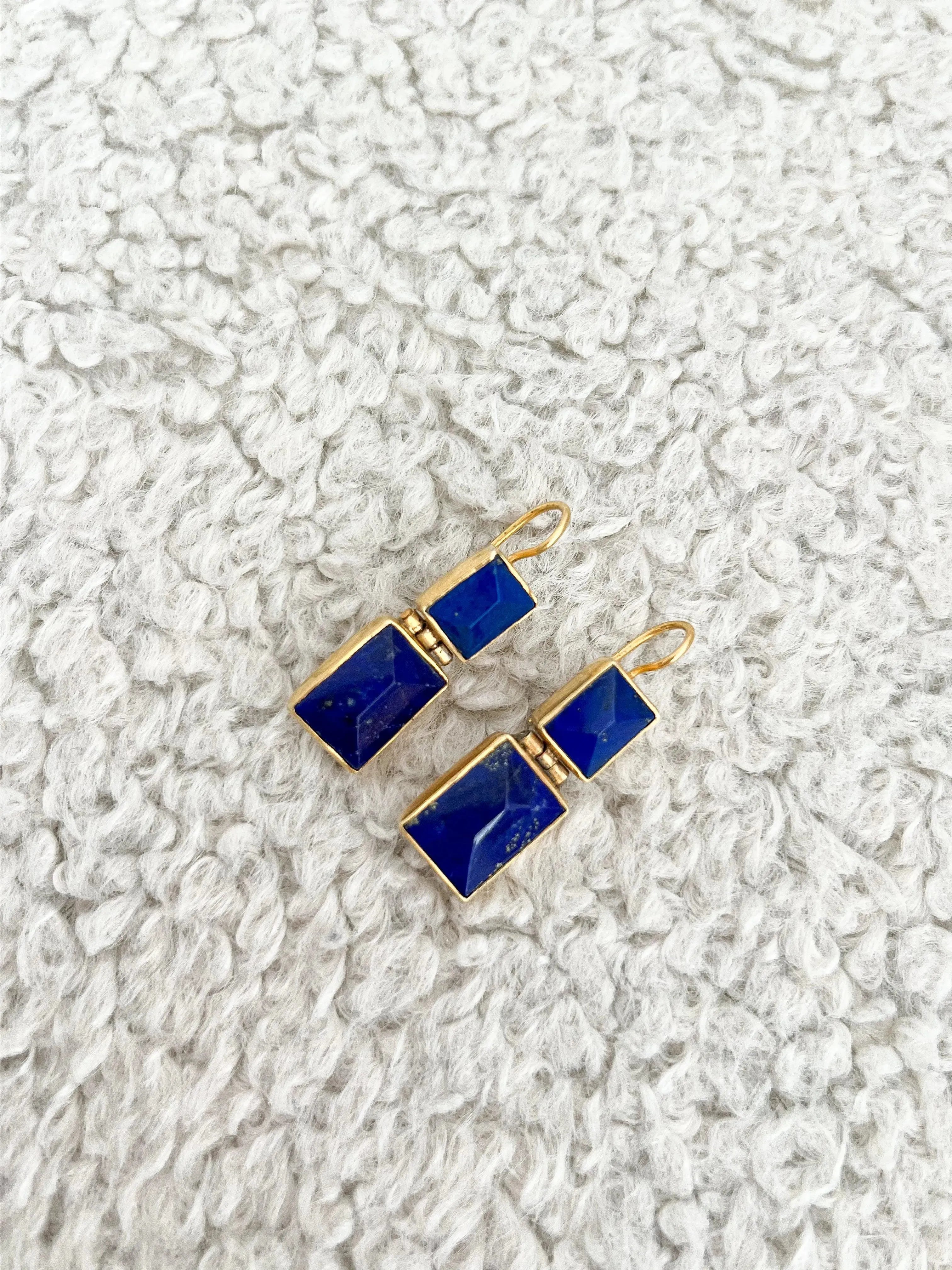Boucles d’oreilles - Lapis Luzili Argent doré - Atelier Victor - Vintage  Shop