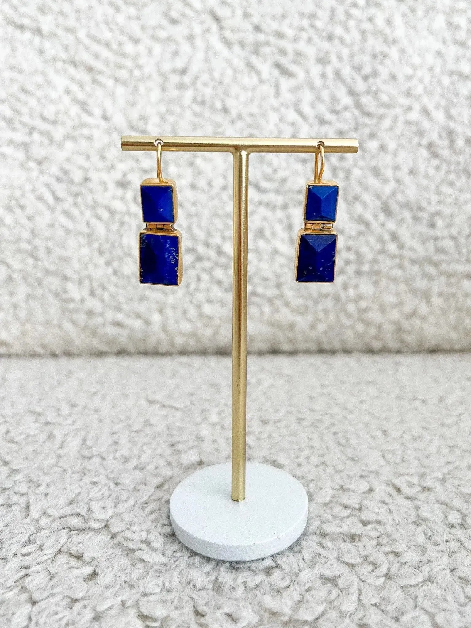 Boucles d’oreilles - Lapis Luzili Argent doré - Atelier Victor - Vintage  Shop