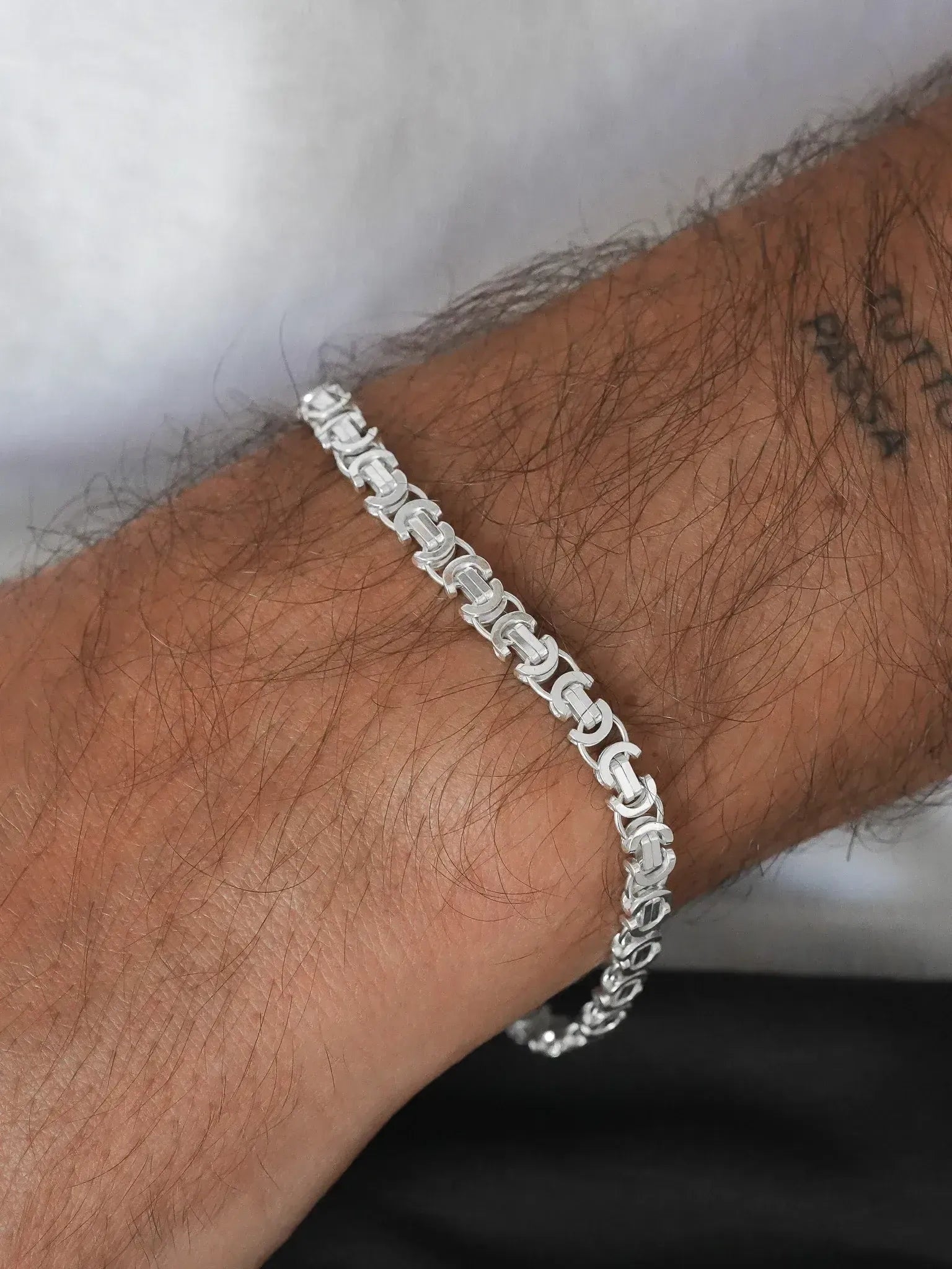 Silver 925 英国刻印 Wavy Chain Bracelet 925 silver bracelet - Eugène - Large Model
