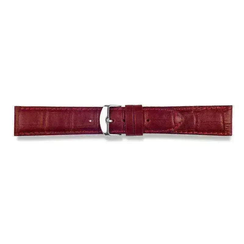 Bracelet De Montre En Cuir Crocodile 17mm - Couleurs Noir Et Bordeaux - Neuf RVC