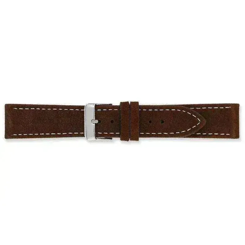 Cinturino Orologio In Vera Pelle Marrone Scuro 20mm - Vintage NOS Anni '70 - Autentico Bracciale Originale Da Orologeria Antica (Lunghezza 18,5cm)