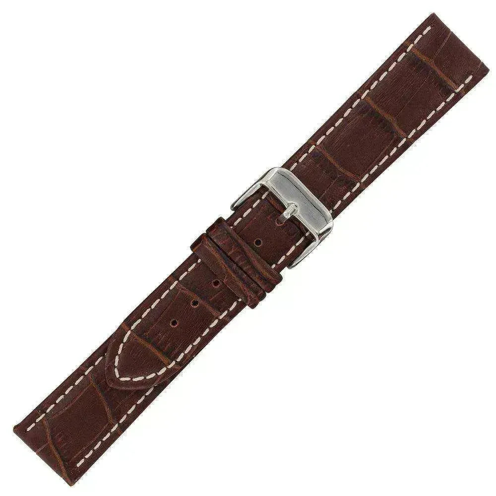 Bracelet de montre Marron foncé Surpique beige - Cuir de bovin effet crocodile - Atelier Victor