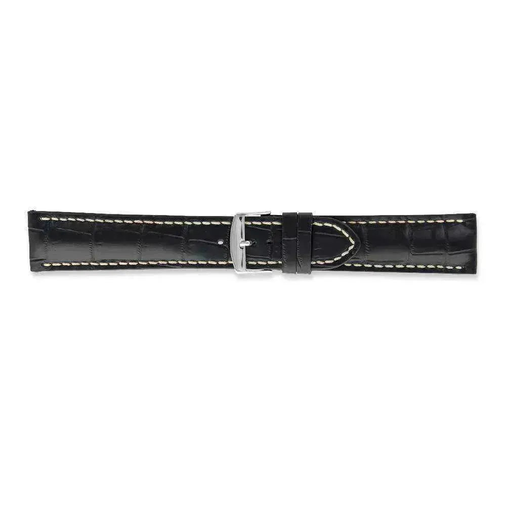 Bracelet de montre Noir - Cuir épais façon crocodile - Atelier Victor Paris - Vintage Watch Shop Dubai