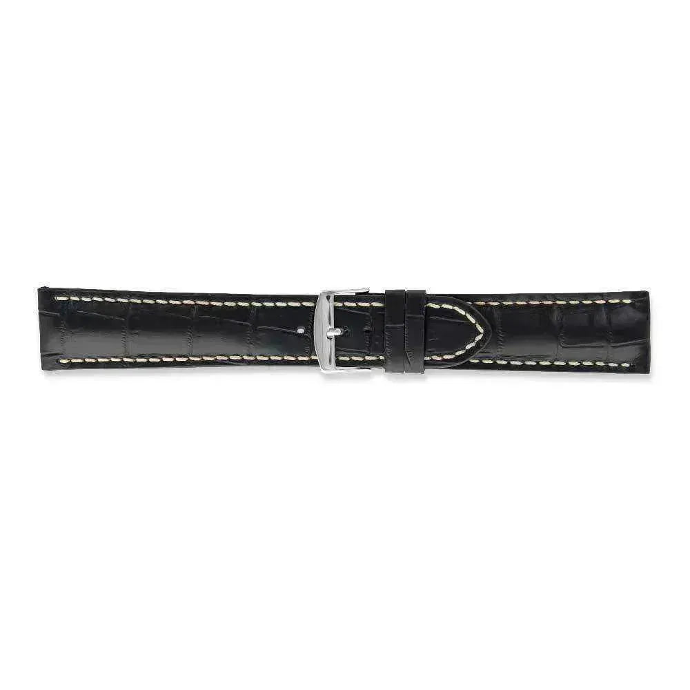 Bracelet de montre Noir - Cuir épais façon crocodile - Atelier Victor - Vintage  Shop