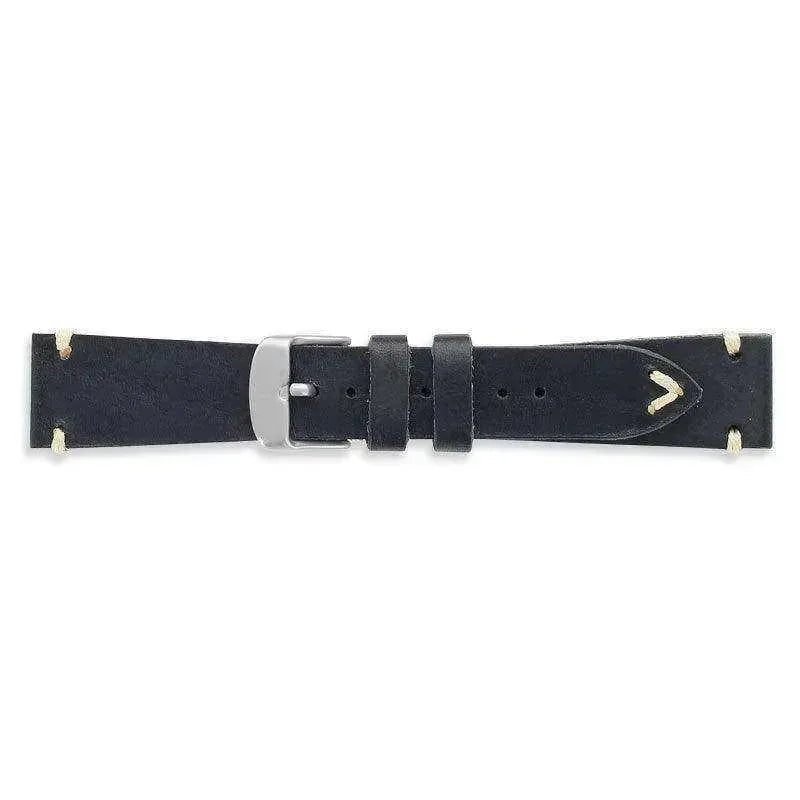 Bracelet de montre Noir - Cuir pleine fleur retro - Atelier Victor - Vintage  Shop