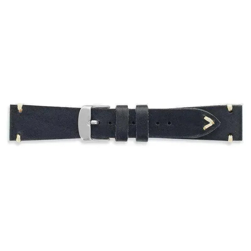 Bracelet de montre Noir - Cuir pleine fleur retro - Atelier Victor - Vintage  Shop