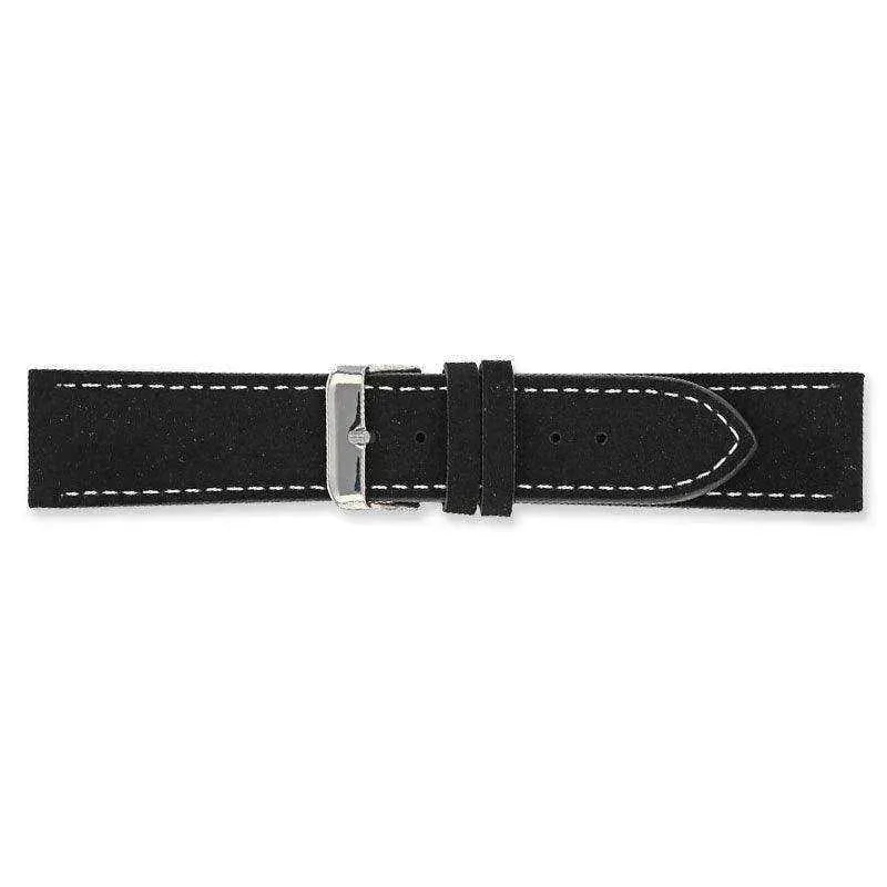 Bracelet de montre Noir - Cuir suédé surpiques blanches - Atelier Victor Paris - Vintage Watch Shop Dubai