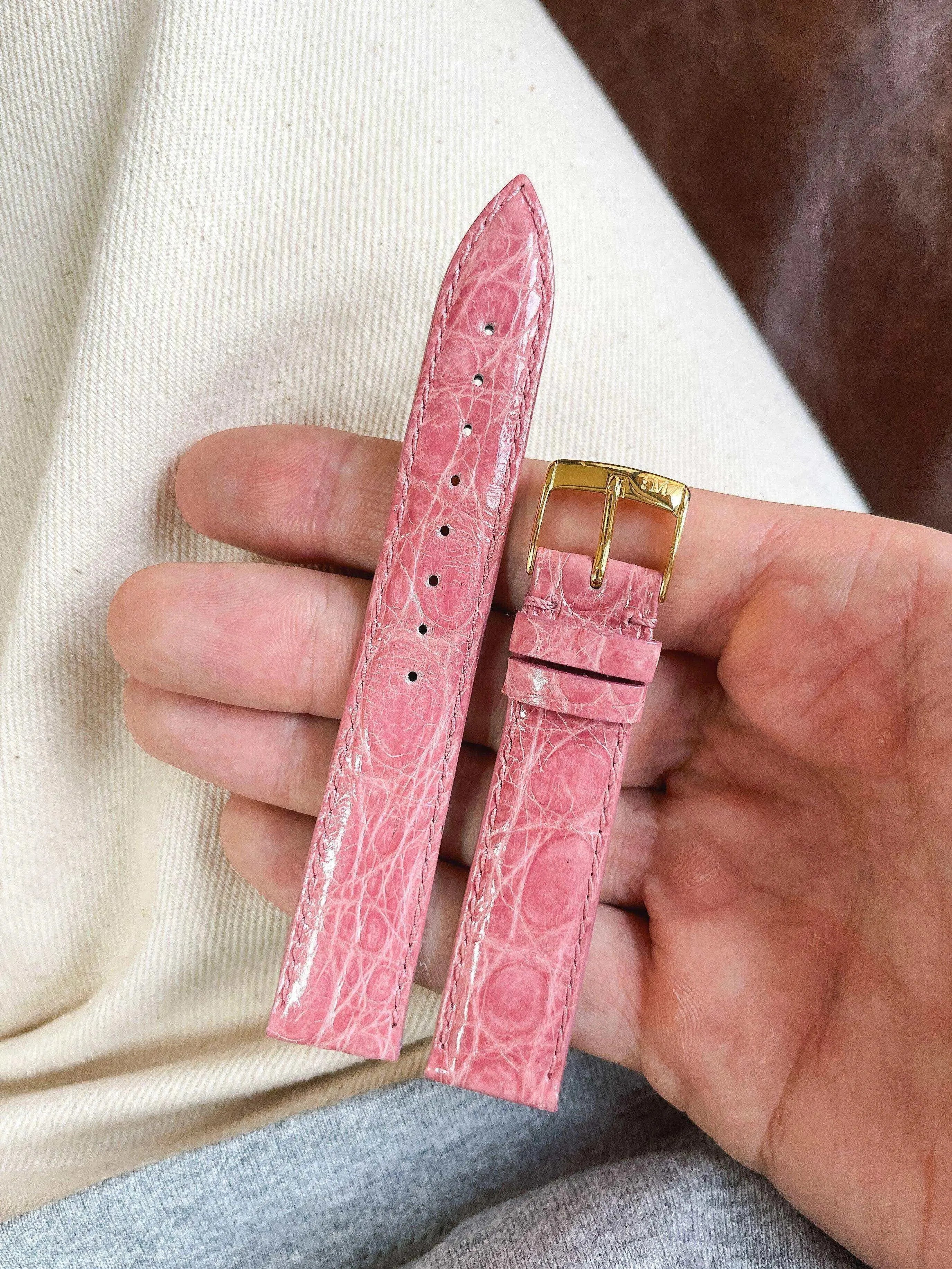 Bracelet de montre vintage rose - Cuir Crocodile - Atelier Victor Paris - Vintage Watch Shop Dubai